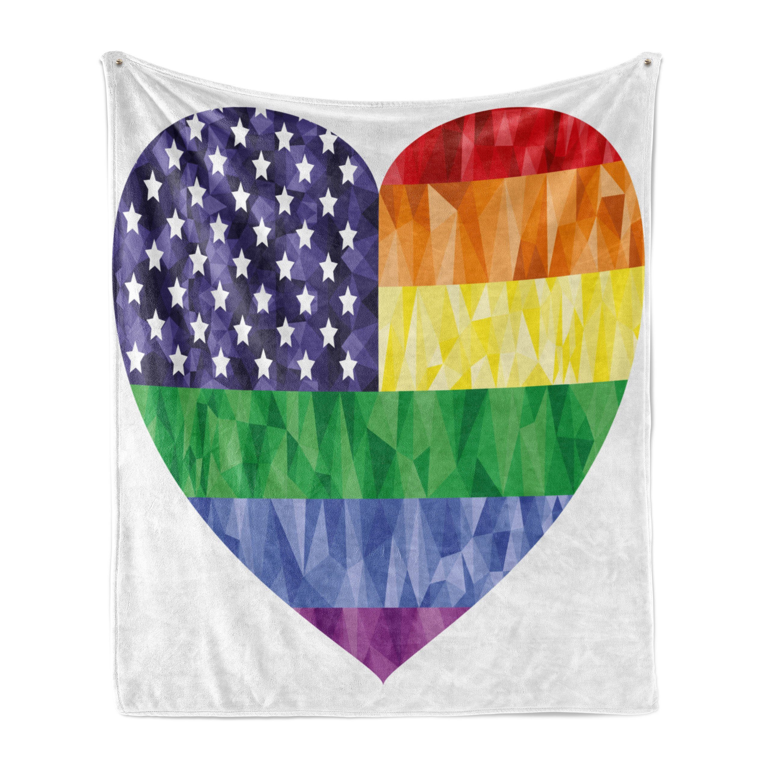 Amerika von Innen- Regenbogen-Kunst Plüsch Staaten für Gemütlicher Flagge Herz Wohndecke den Homosexuell und Vereinigte Abakuhaus, Außenbereich,