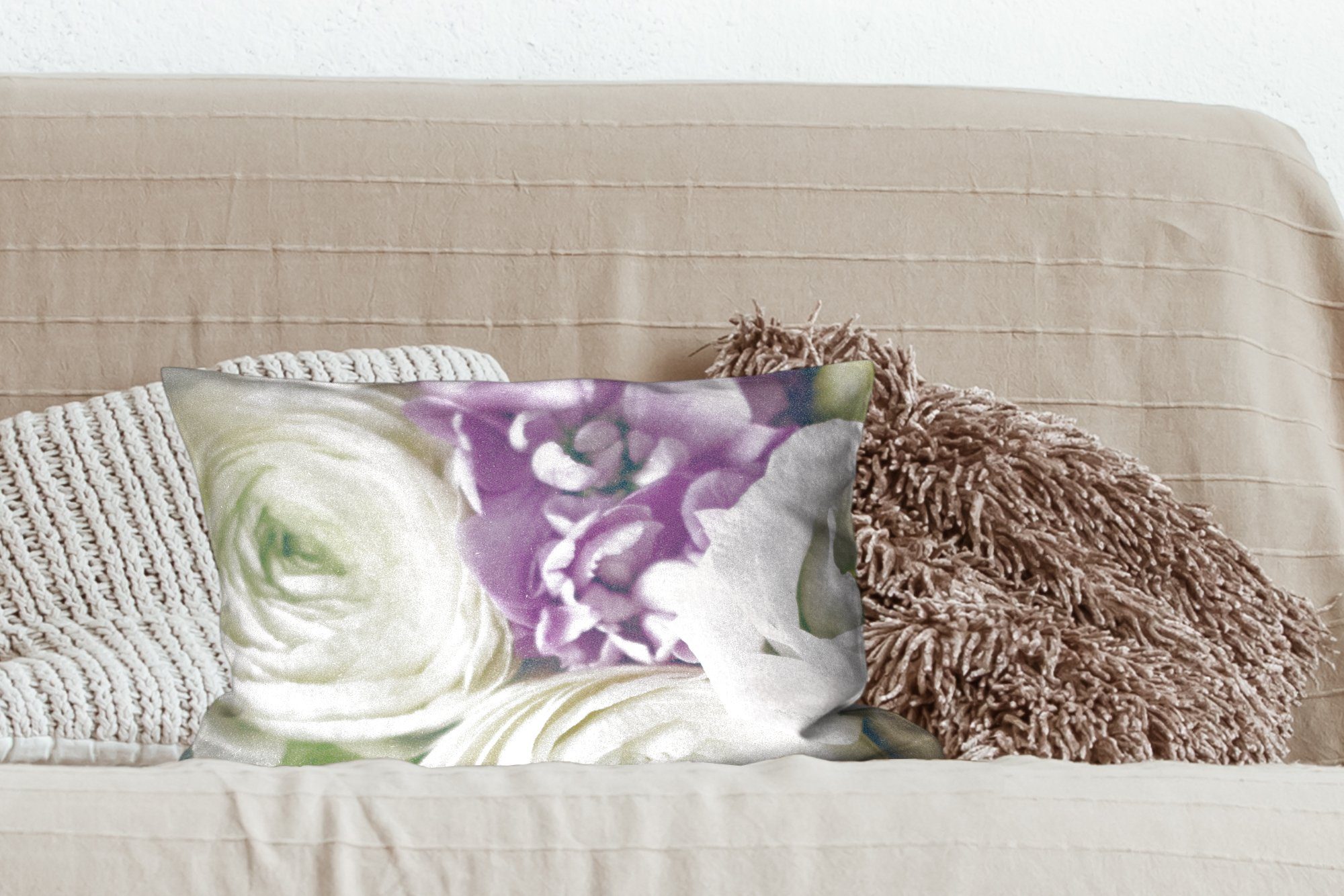 Dekokissen Dekoration, Natur, Blumen - Dekokissen - Rosen Schlafzimmer mit MuchoWow Wohzimmer Zierkissen, Füllung,