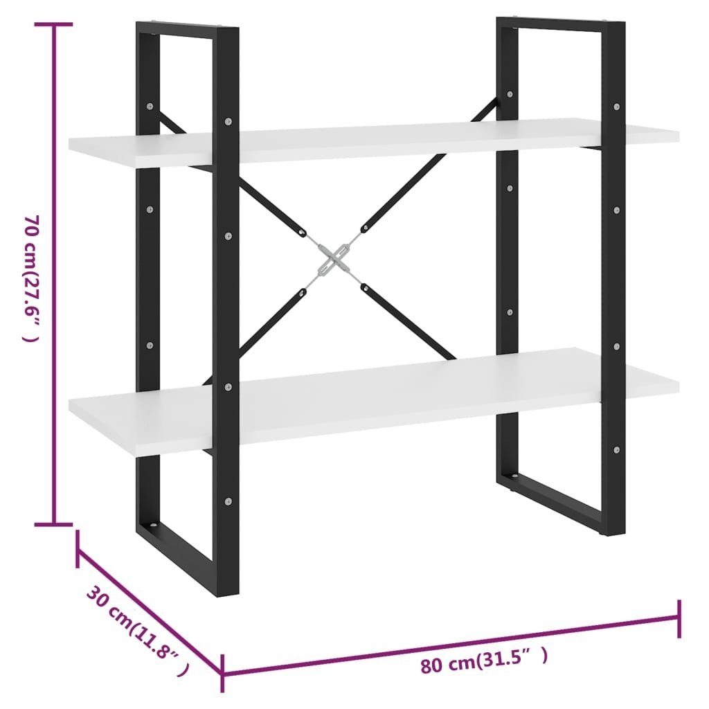 in LxBxH: Holzwerkstoff, Weiß Bücherregal Metall cm, möbelando 30x80x70 aus 3007027,