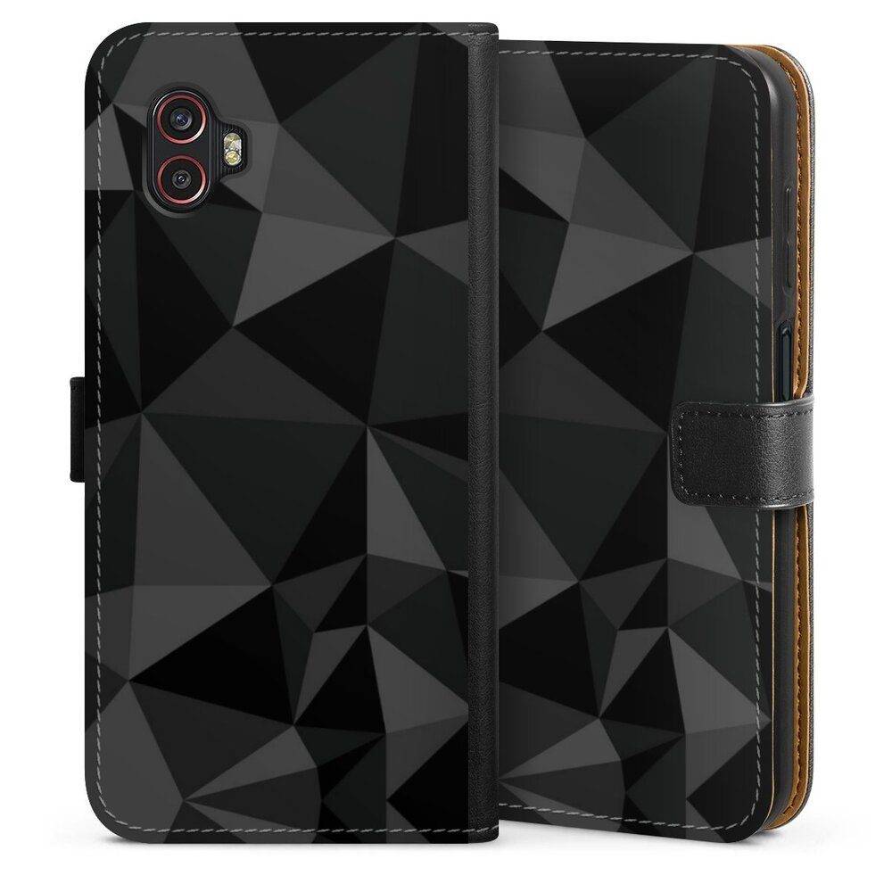 DeinDesign Handyhülle Geometric Muster Abstrakt Polygon Pattern Black, Samsung Galaxy XCover 6 Pro Hülle Flip Case Klapphülle