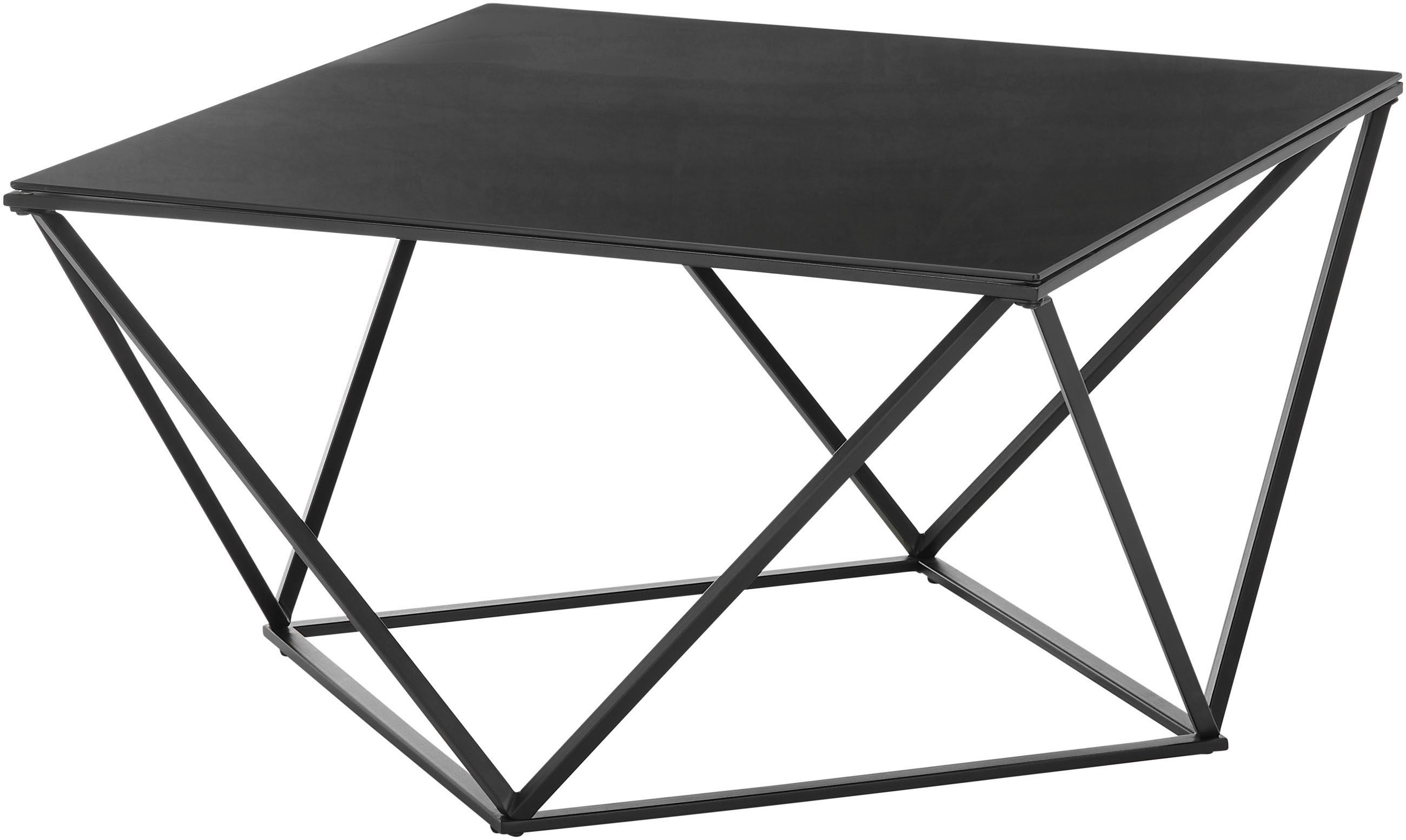 Stolkom Sp.z.o.o. Couchtisch Senta Glastisch quadratisch schwarz, moderner Tisch BxHxT 80x45x80 cm, Quadratisch, Glas in schwarz getönt, Formschönes Gestell schwarz
