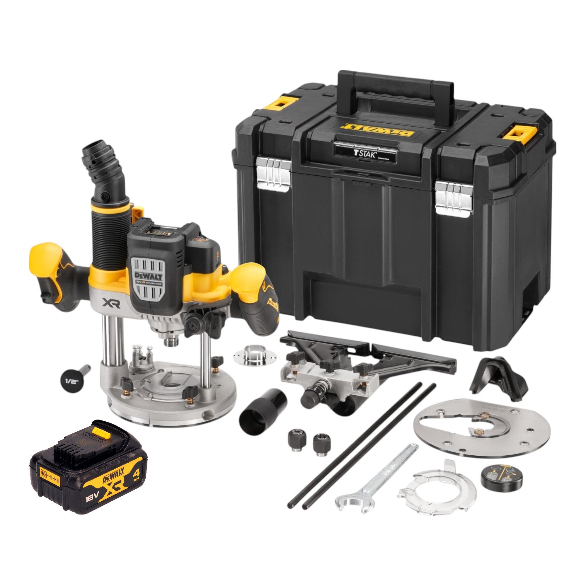 DeWalt Oberfräse DCW 620 NT Akku Oberfräse 18 V 12 mm Brushless + 1x Akku 4,0 Ah