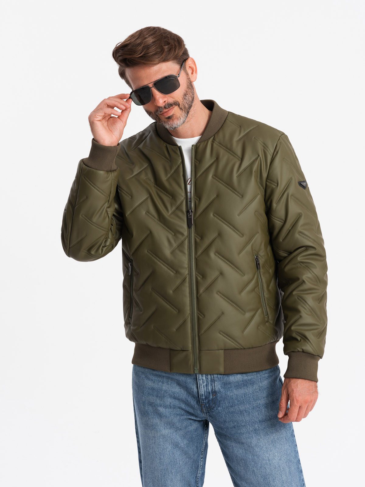 Bomberjacke Herren-Bomberjacke mit geprägtem Muster