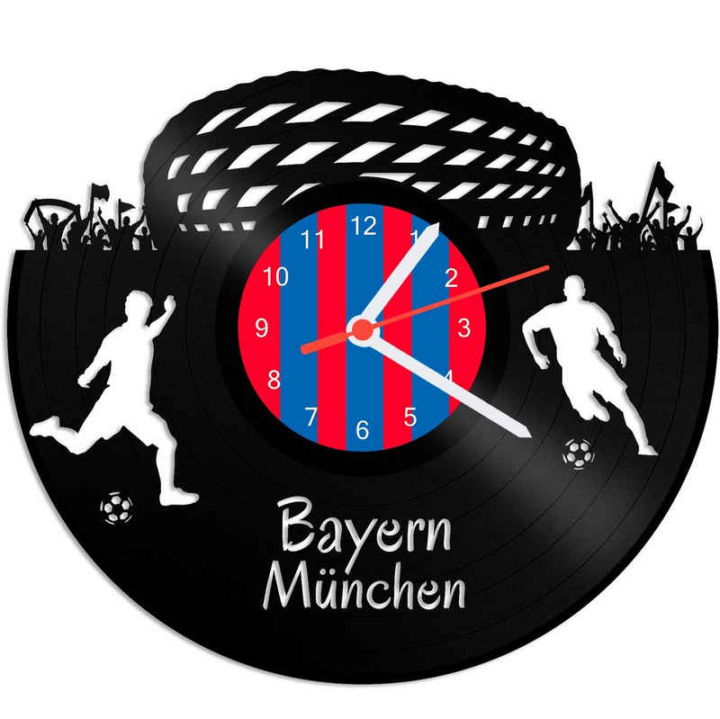 GRAVURZEILE Wanduhr Schallplattenuhr Bayern München - 100% Vereinsliebe - Fußball -