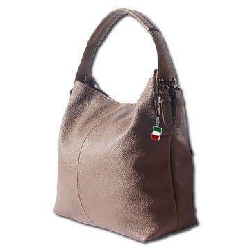 FLORENCE Schultertasche Florence Damentasche Leder Hobo Bag braun (Schultertasche), Damen Leder Schultertasche, Shopper, braun, taupe ca. 34cm