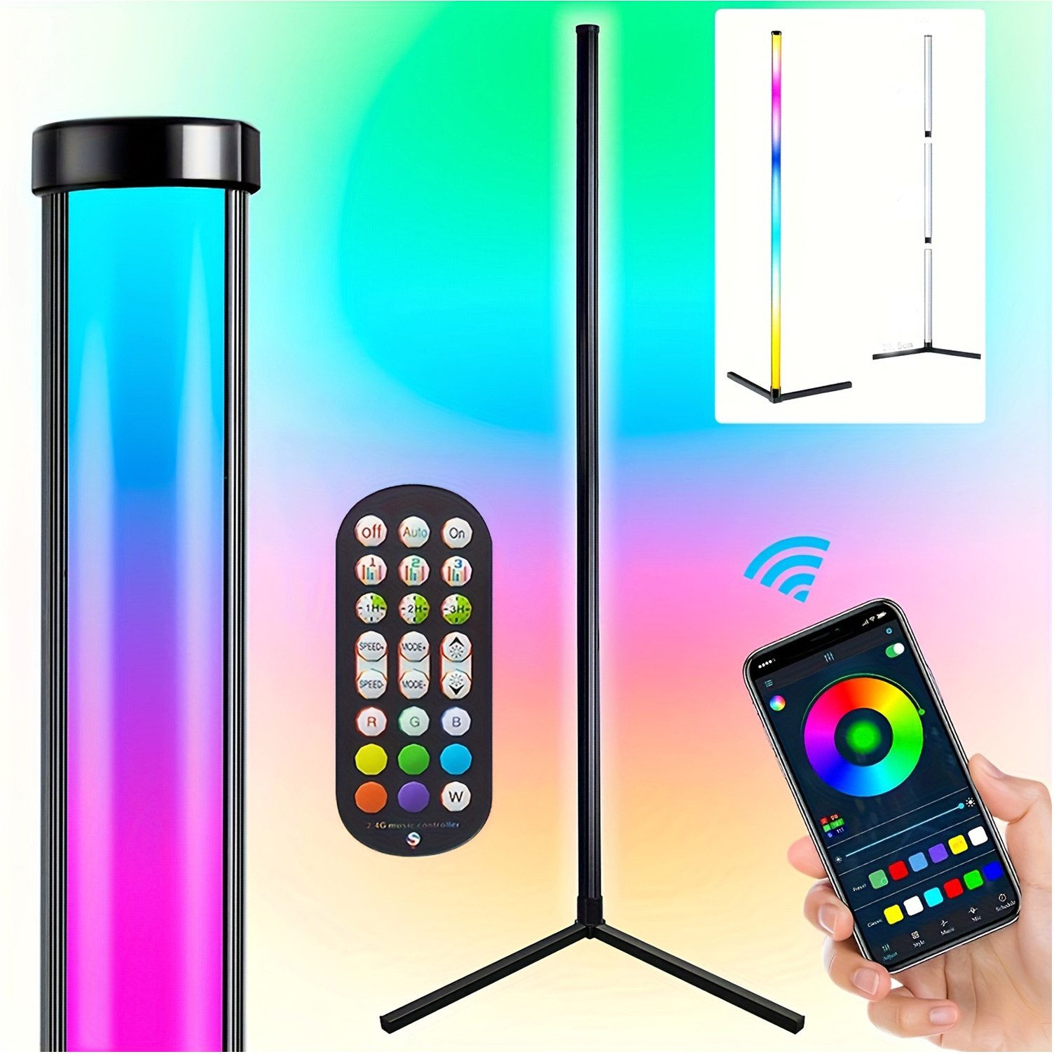 Stehlampe RGB LED Stehlampe Dimmbar mit APP und Fernbedienung, Höhenverstellbar