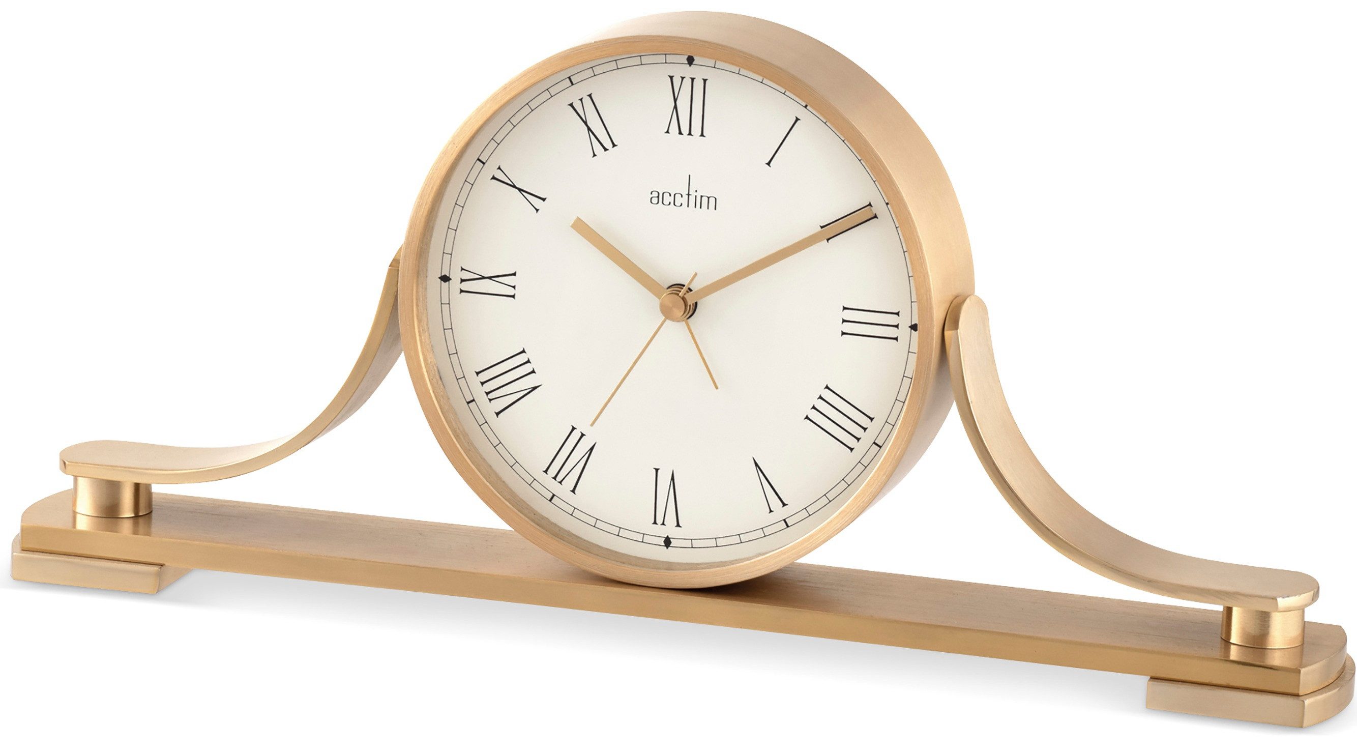 Acctim Tischuhr Metall -WARDLEY- massiv Metall goldfarben 32x14x5cm Mit Weckfunktion