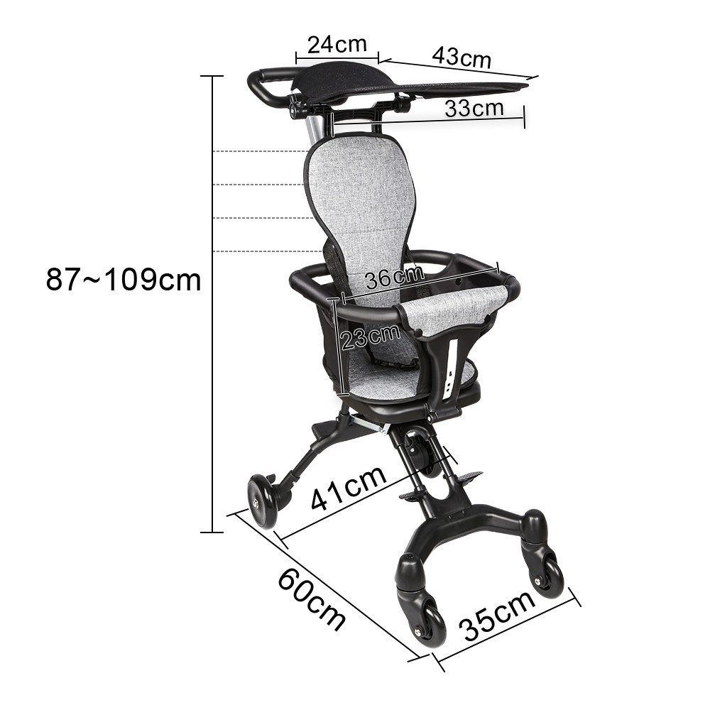 JEOBEST Kinder-Buggy Kinderwagen 2 in 1 Komplettset Buggy von Geburt, Zusammenklappen, Geräumiger Sitz, Schwenkbare Vorderräder – Bild 4 von 5