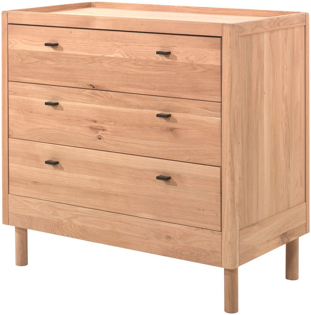 Home affaire wrap chest wrap dresser dresser made of solid oak natural oiled, timeless design, with 3 spacious drawers, stable and stable