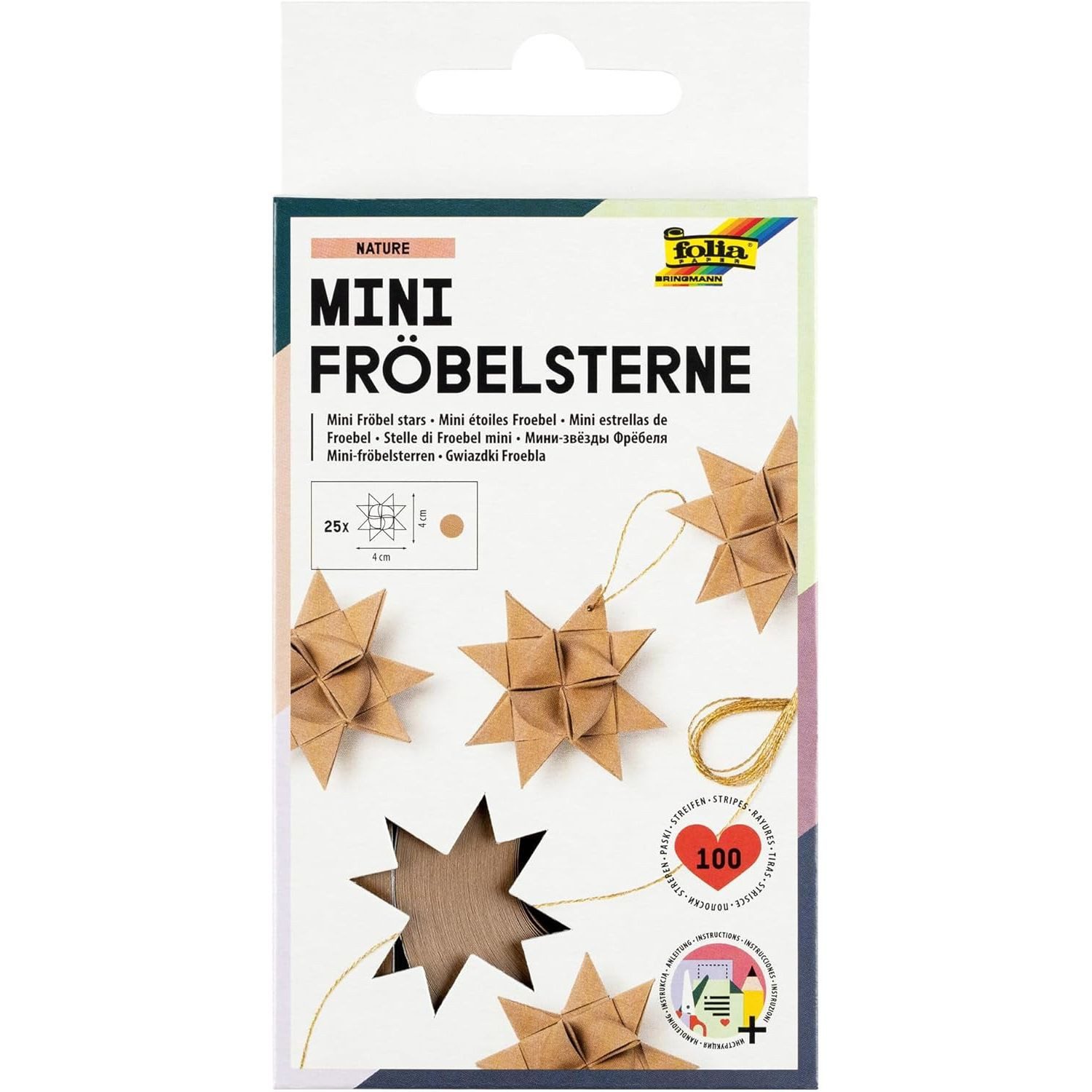 Folia Dekostern FOLIA Faltpapierstreifen für MINI Fröbelsterne 100 Streifen 25 S