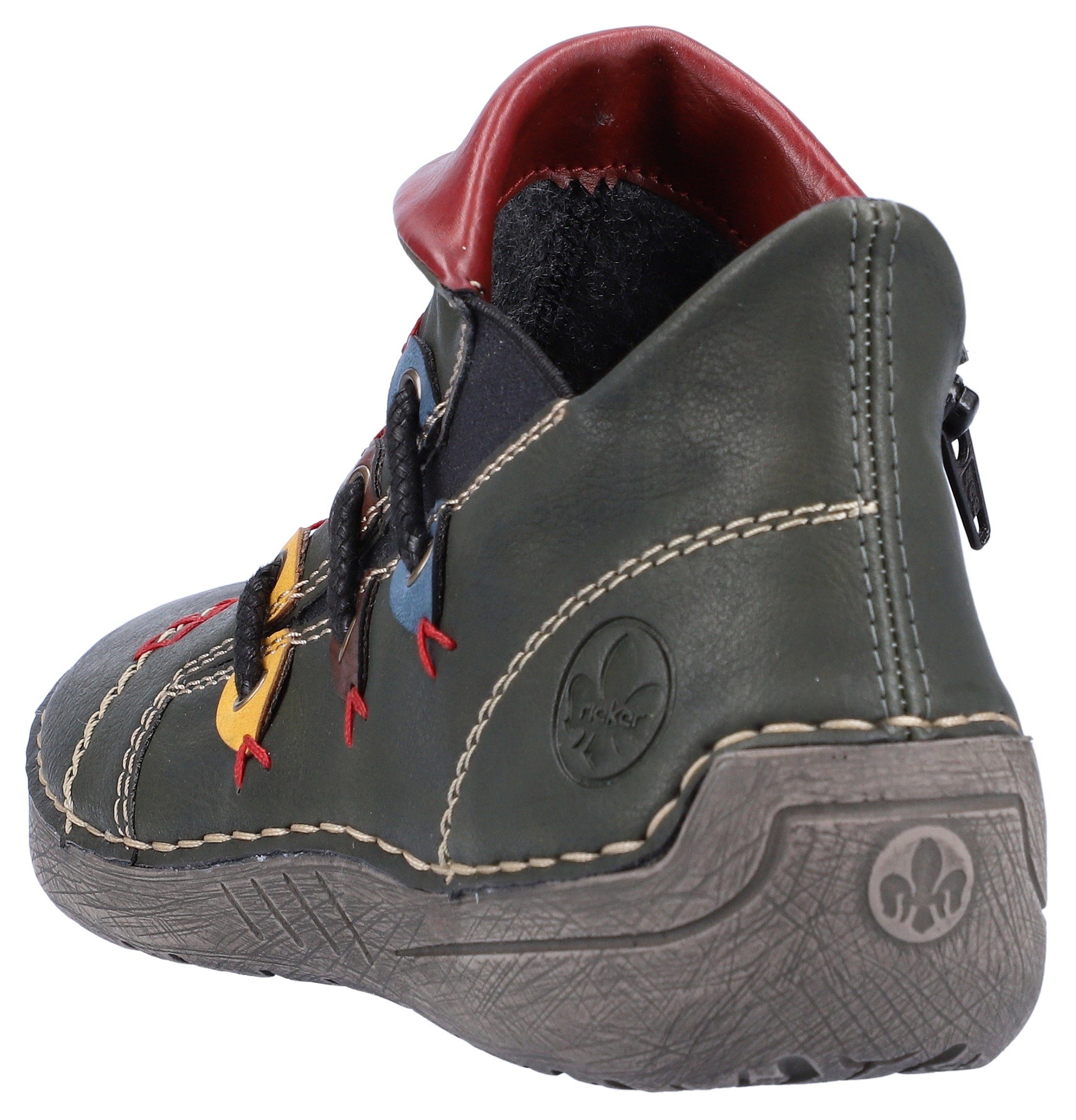 Rieker Stiefelette Schlupfboots, Slipper mit bunten Applikationen seitlich