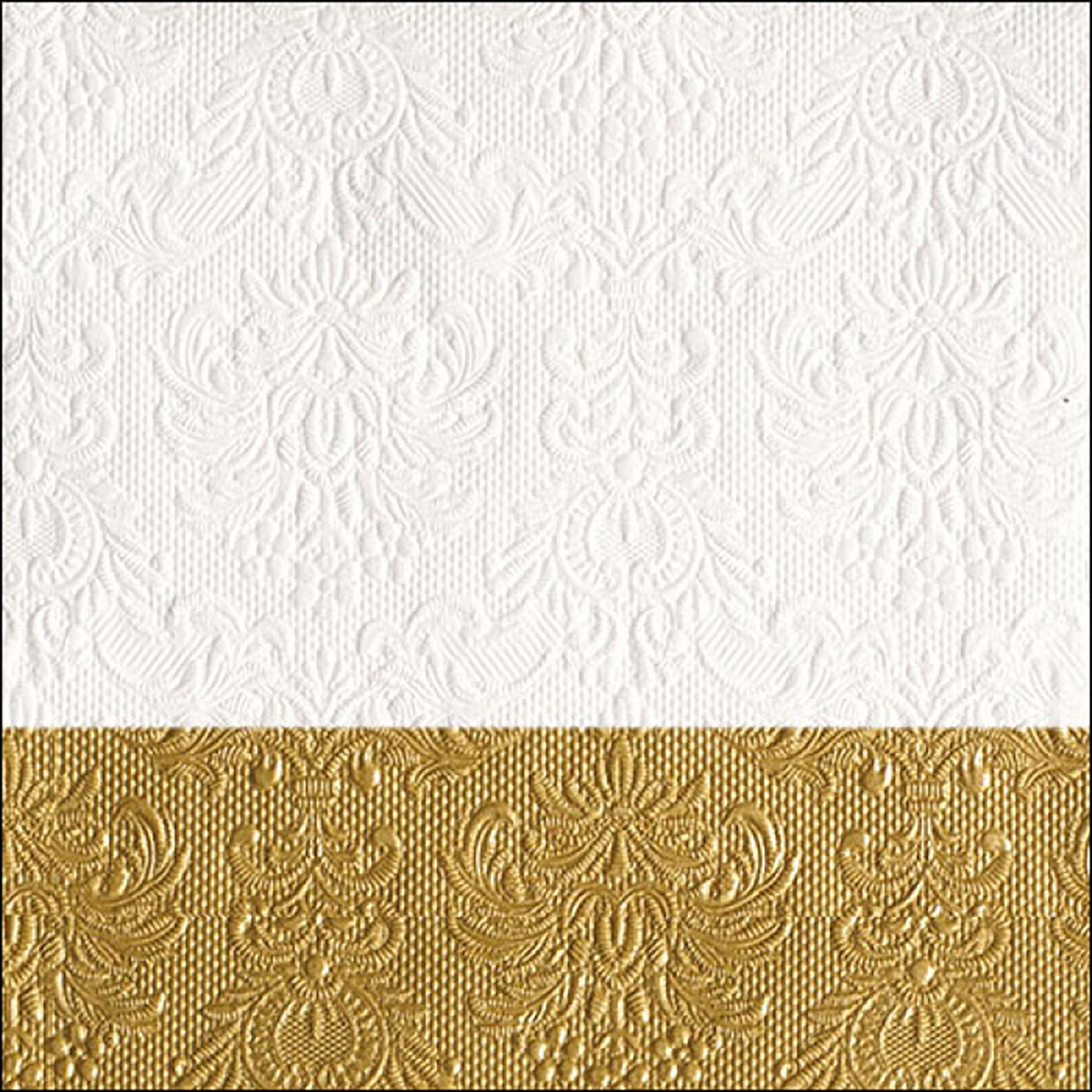Ambiente Luxury Paper Products Papierserviette, Servietten Papier 33x33cm Elegance geprägt 15 Stück Weiß / Gold