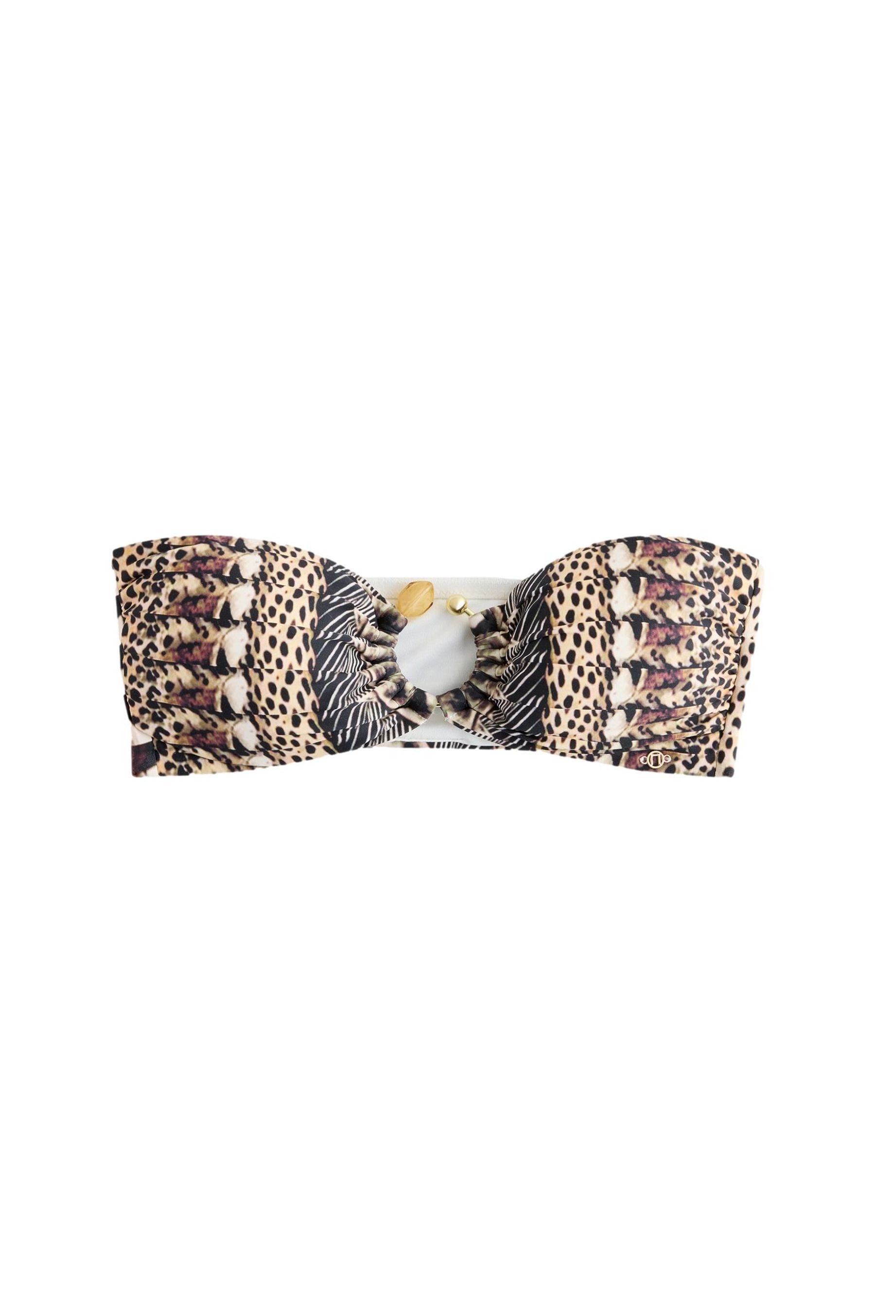 Bügel-Bandeau-Bikini-Top Bandeau-Bikinioberteil mit Metalldetails