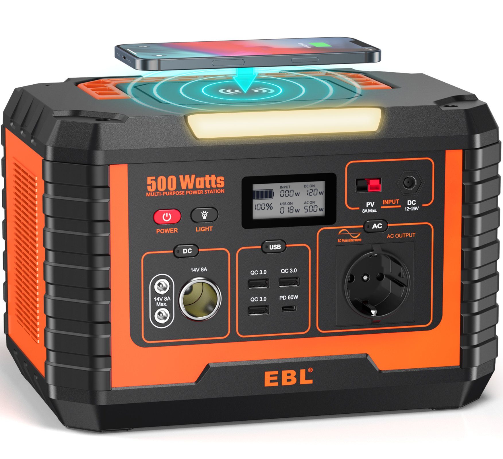 im EBL kW, Powerstation in Tragbarer für 0,50 (1-tlg) Camping Stromerzeuger 500W Stromerzeuger Freien,