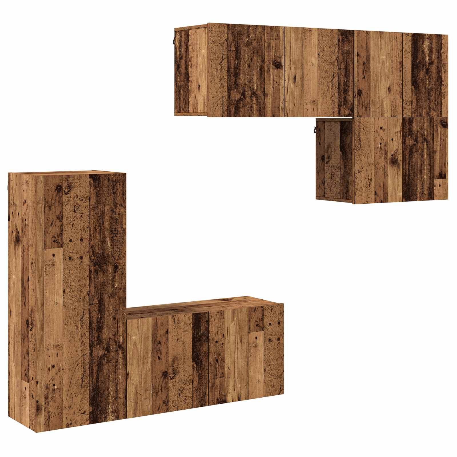 vidaXL TV-Wand TV-Wandmöbel 5 stk. Altholz Holzwerkstoff, (5-St)