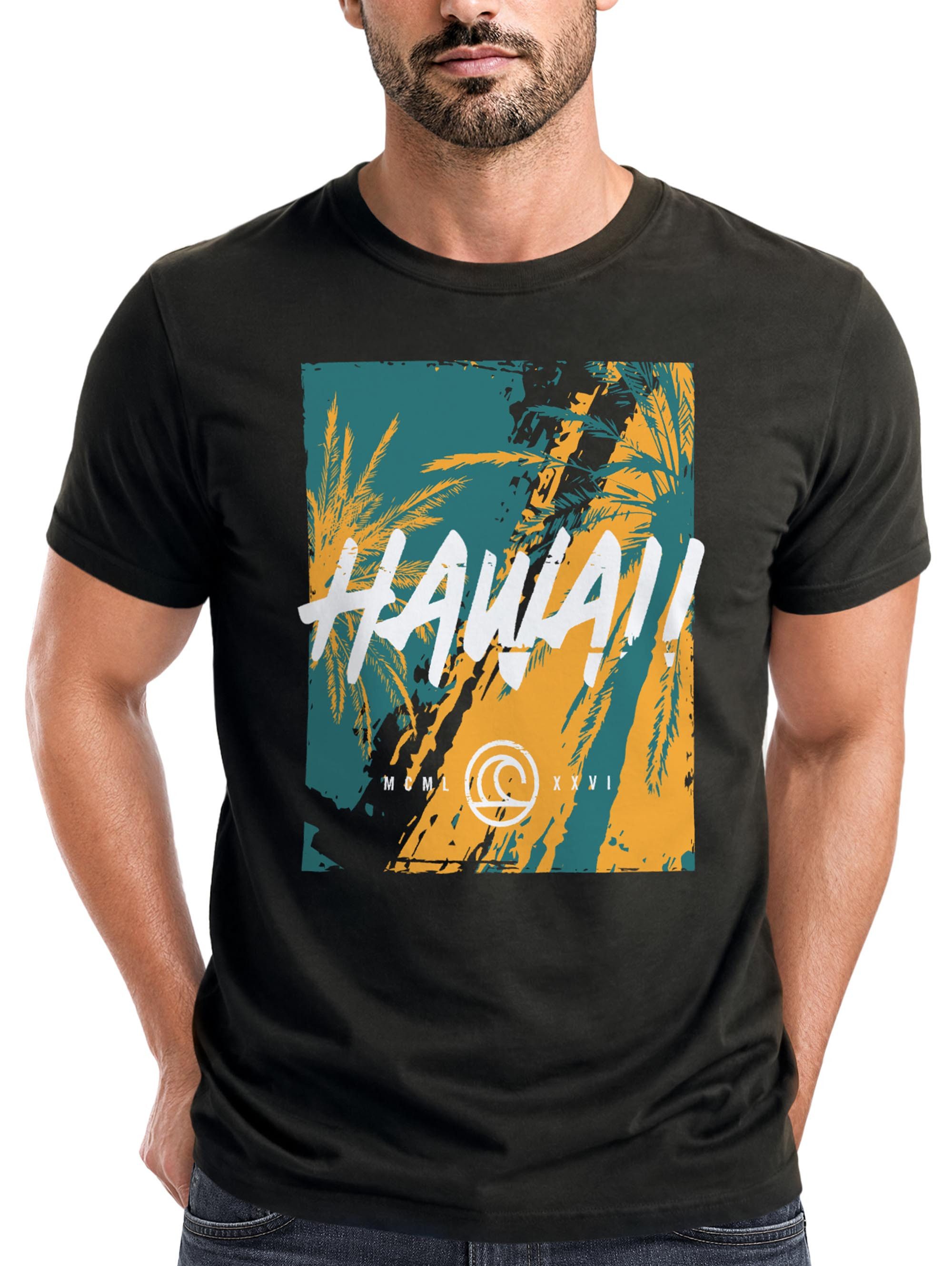 Neverless Print-Shirt Herren T-Shirt Hawaii Surfing Palmen Aufdruck Sommer Print Fashion mit Print