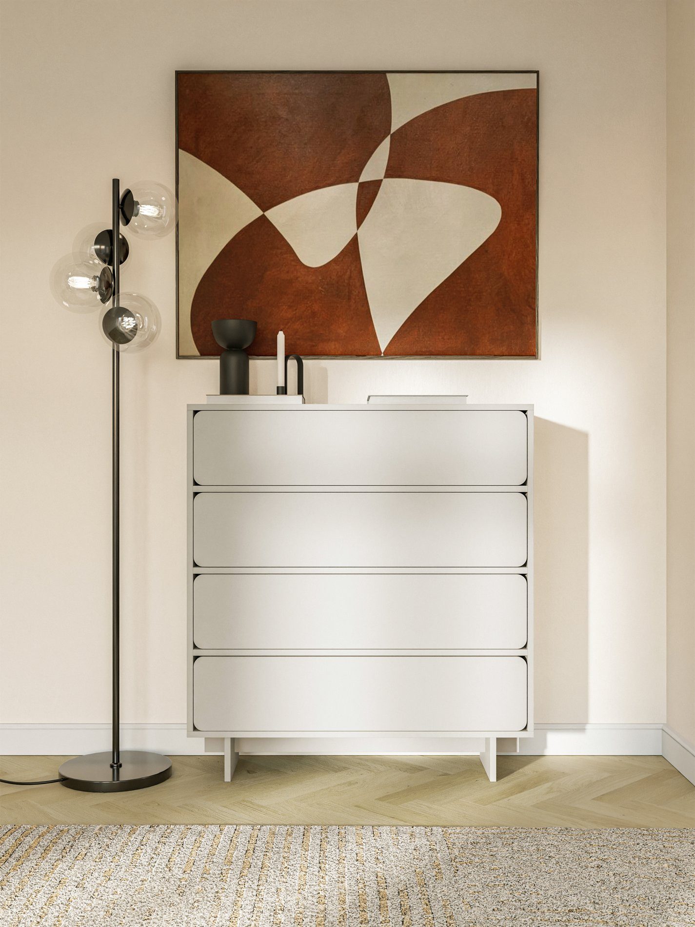 Selsey Kommode WUWU, mit 4 Schubladen, greige, 101 cm breit