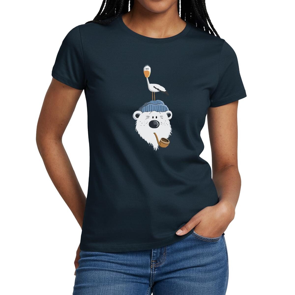 Spreadshirt T-Shirt Bär Mit Möwe Nordsee Frauen T-Shirt (1-tlg)