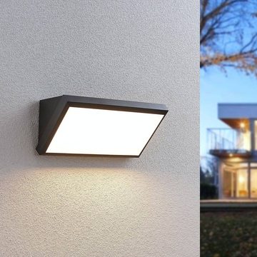 Lindby LED Außen-Deckenleuchte Abby, LED-Leuchtmittel fest verbaut, warmweiß, Modern, Polycarbonat, ABS, dunkelgrau (RAL 7024), weiß, 1 flammig