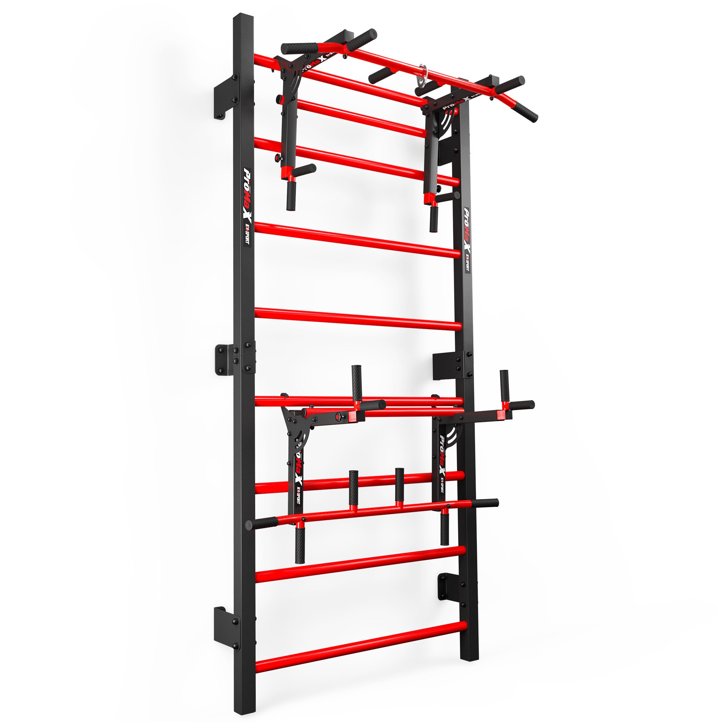 Kraftstation Sprossenwand mit Dip Station & Klimmzugstange