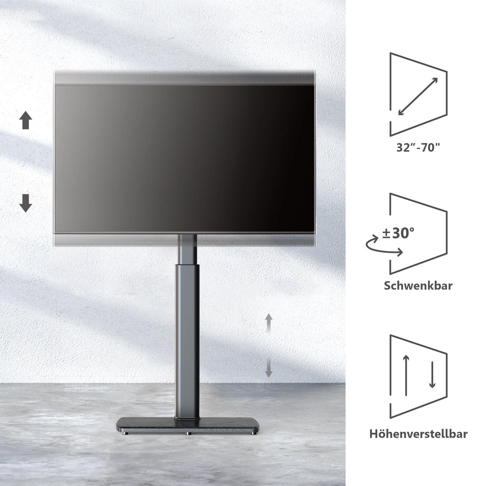 schwarz Zoll, FITUEYES Holzbasis) 70,00 TV-Ständer, (bis