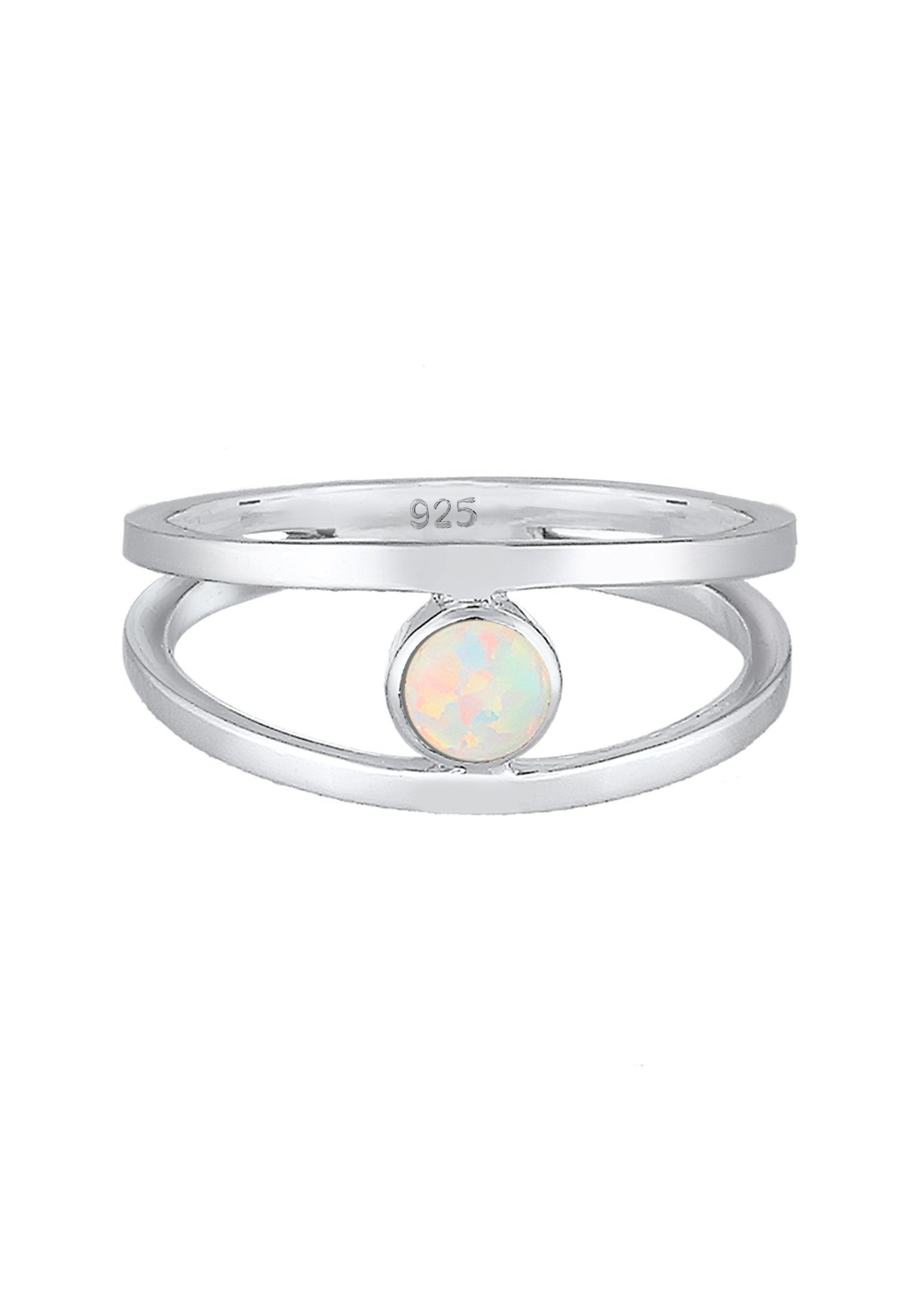 Elli Fingerring Bandring Zweireihig Synthetischer Opal günstig online kaufen