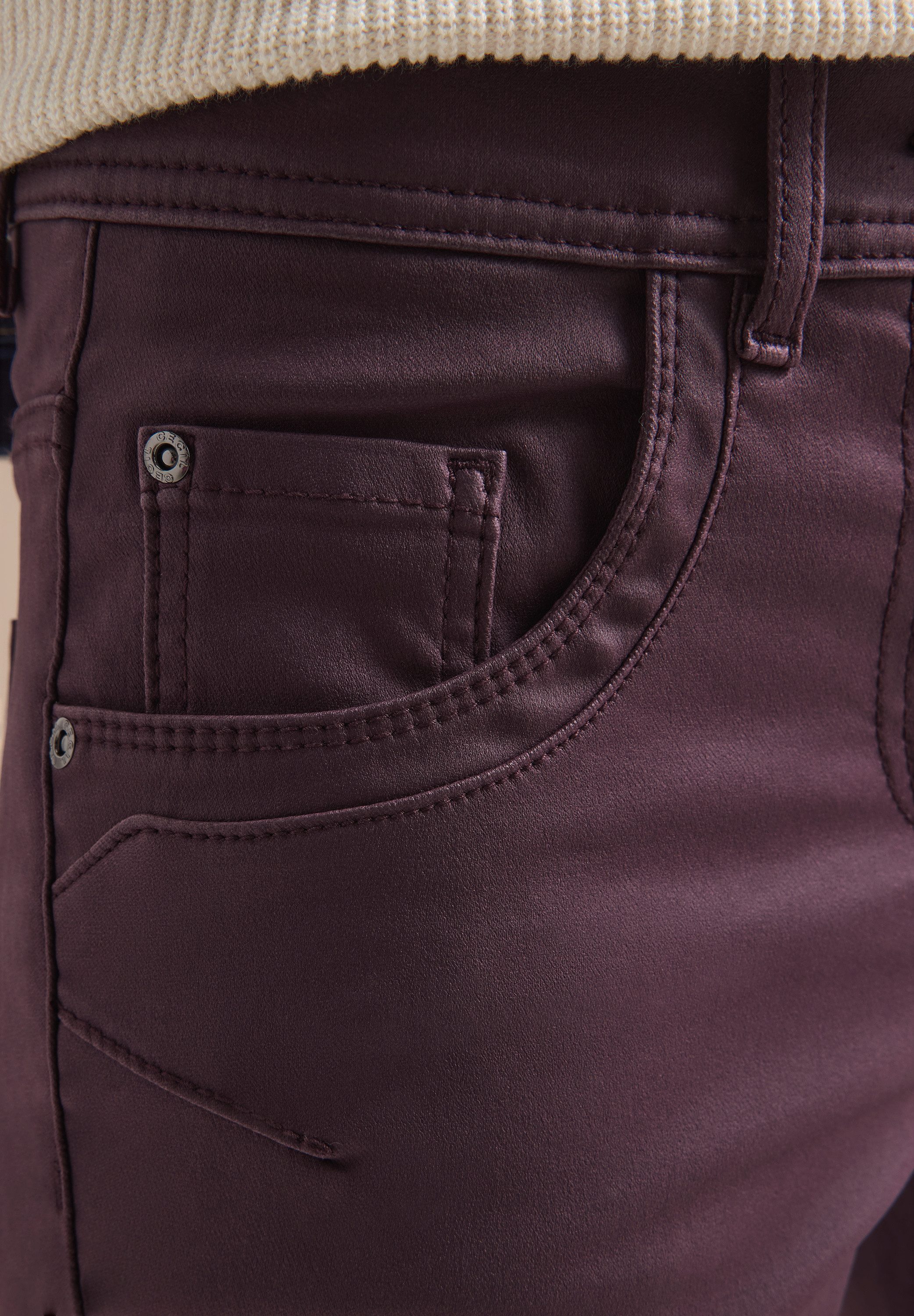 CECIL 5-Pocket-Hose Style Toronto im Leder-Look, mit leicht glänzender Beschichtung