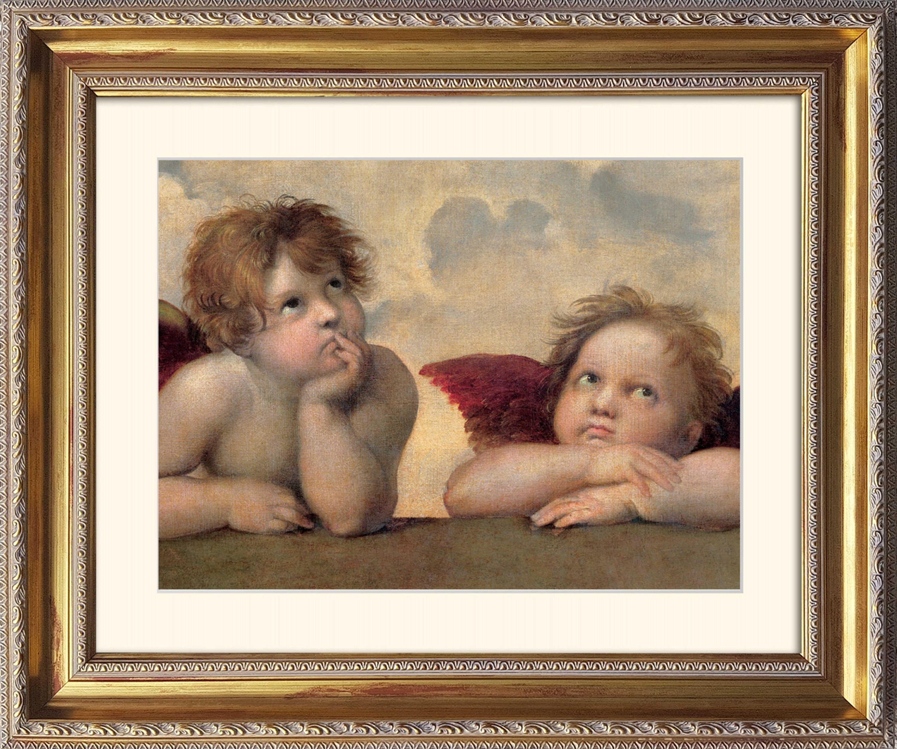 artissimo Bild mit Rahmen mit Raphael Putten Bild Raphael: Poster - / 63x53cm - Engel Rahmen / Rafaels Engel Angeli Wandbild, gerahmt