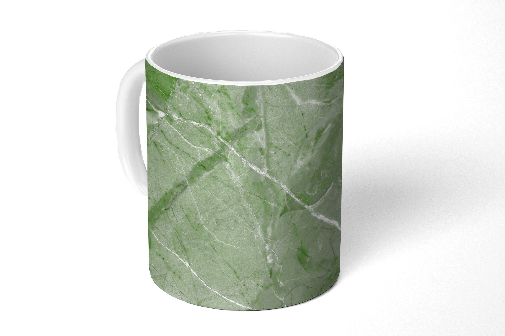 MuchoWow Tasse Pflastersteine - Grün - Weiß - Granit, Keramik, Kaffeetassen, Teetasse, Becher, Teetasse, Geschenk