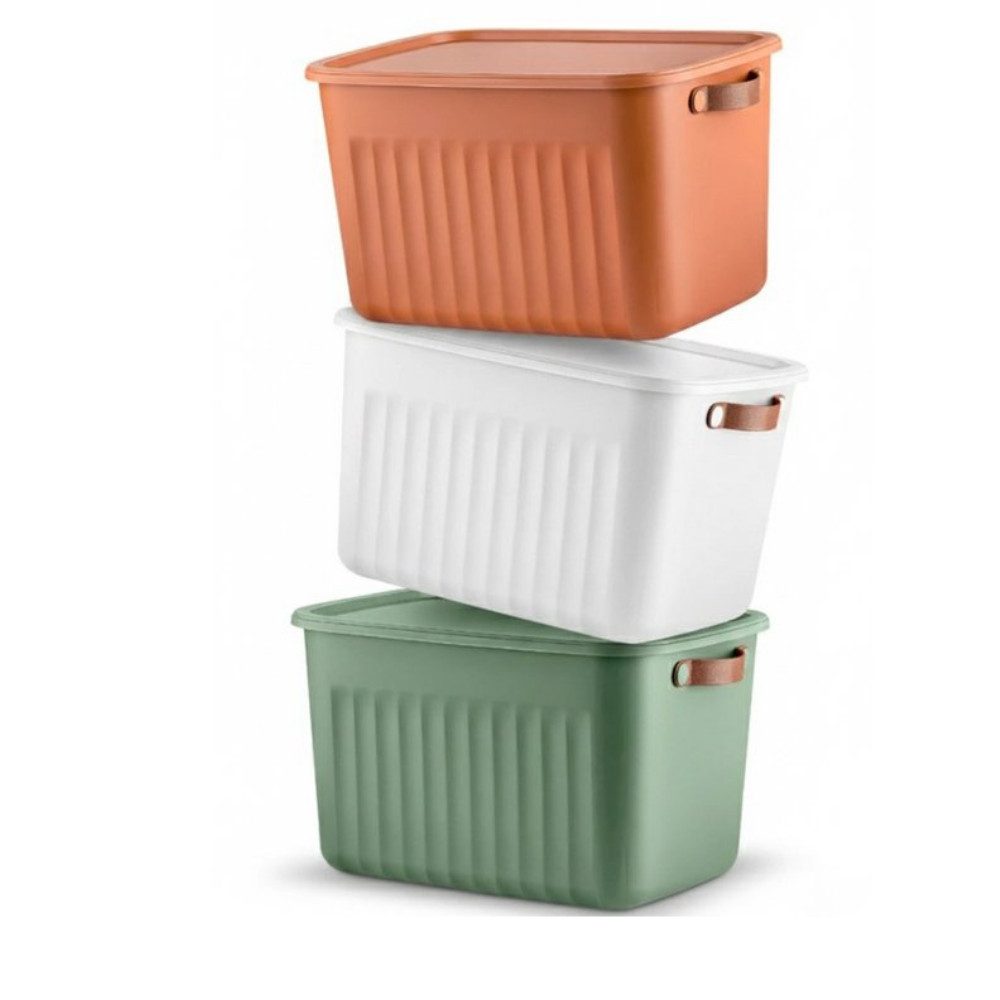 Luxury Bites Aufbewahrungsbox mit Deckel, 20L-15L -10L BPA-freie Kunststoff, nestbar und stapelbar (6 Farben, 9 Farbkombiationen, 3er Set)