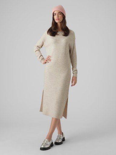 Vero Moda Strickkleid VMLEFILE LS BOATNECK CALF DRESS NOOS