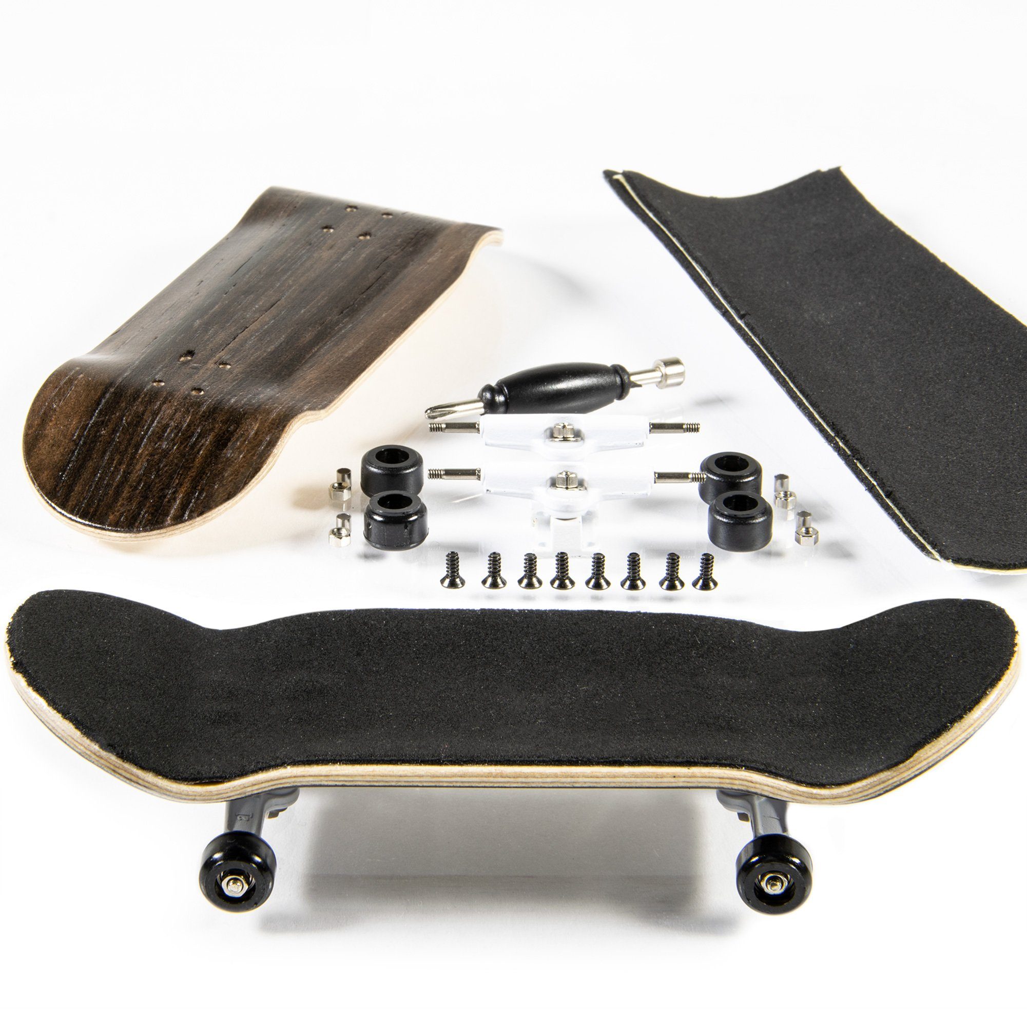 PhoneNatic Miniskateboard Finger-Skateboard Bau Set - Fingerboard - Griffbrett, Design 4 (Dunkelbraun)