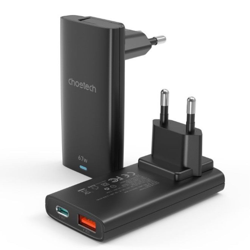 Choetech Schnellladegerät + Länderadapter, USB-C + USB-A Output 45W + 10.5W Schnelllade-Gerät