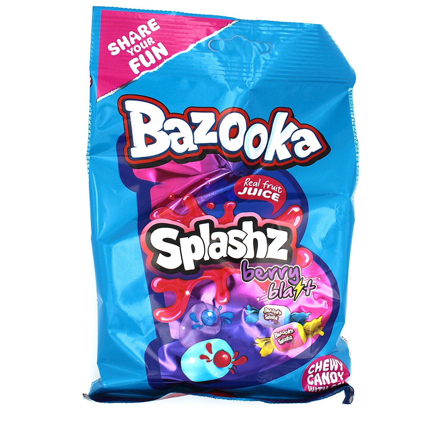 Bazooka Süßigkeit, 1 x 120 g, Splashz Berry Blast