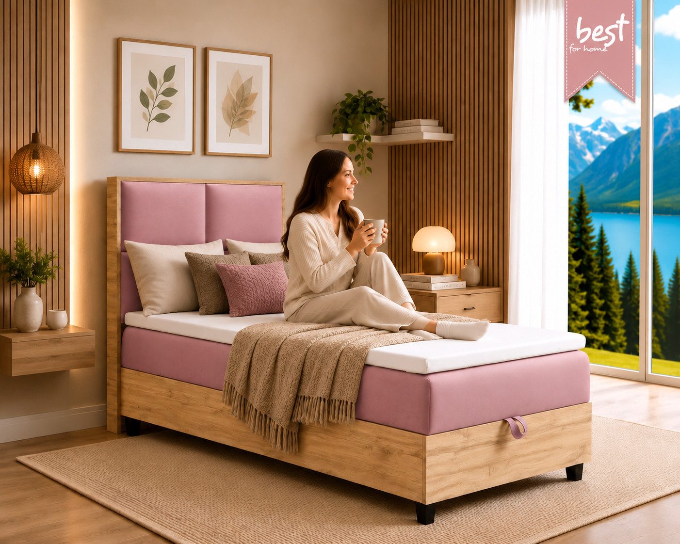 Best for Home Boxspringbett Einzelbett Trinity K-2 Plate Single mit Bettkasten & Topper H3 (Einzelbett, Polsterbett mit gepolstertes Kopfteil, Jugendbett, Kinderbett versch. Größen, 4-St., 70x200 80x200 90x200 100x200 cm), Verschiedene Liefermöglichkeiten, TOP Preis-Leistungs-Verhältnis