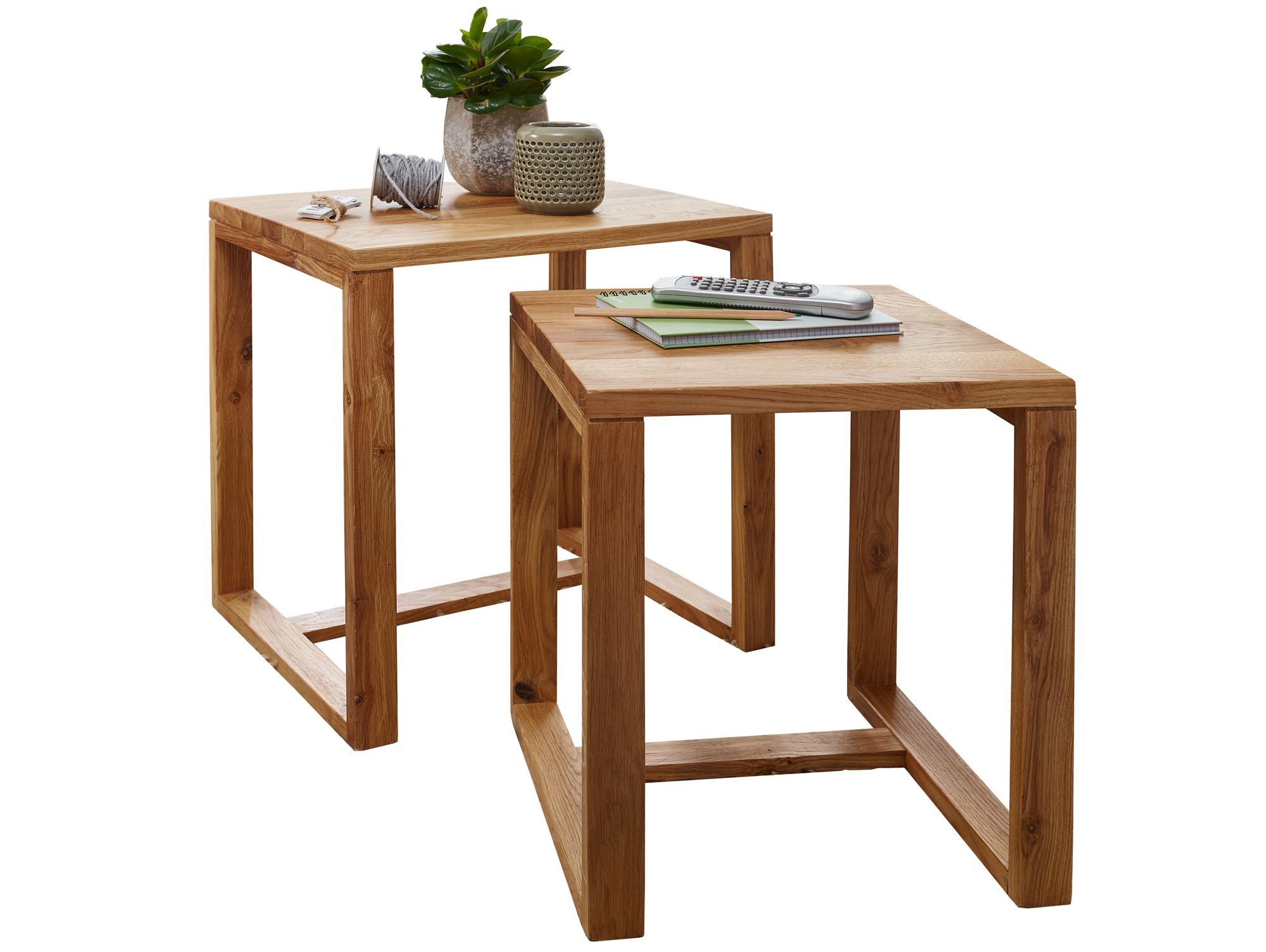 Moebel-Eins Beistelltisch, MARITA Zweisatztisch, Material Massivholz,  Wildeiche geölt online kaufen | OTTO