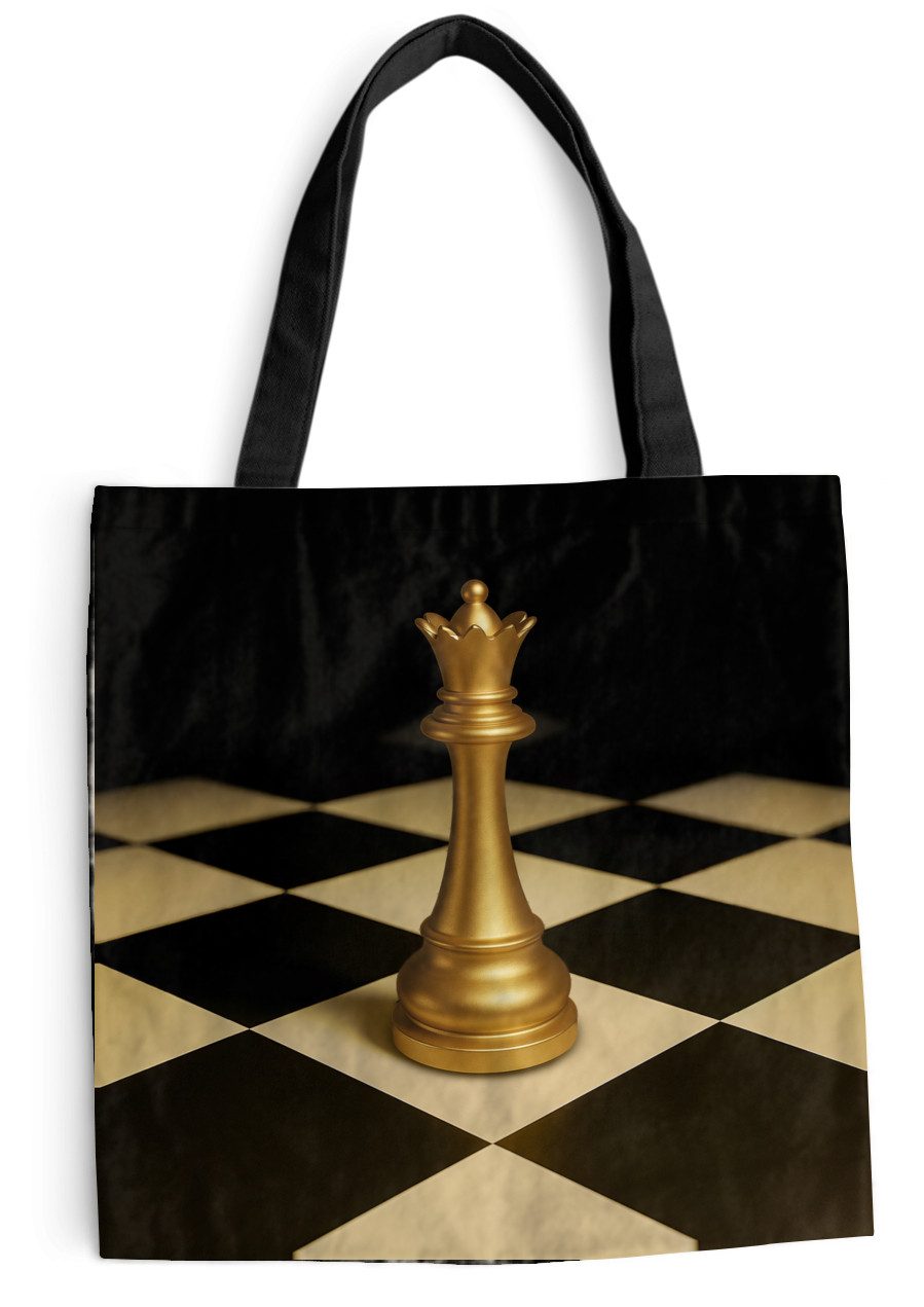 MuchoWow Shopper Dame - Schachfigur - Blockiert - Gold, Handtasche, Damen und Herren, Schultertasche, Umhängetasche, Tote Bag