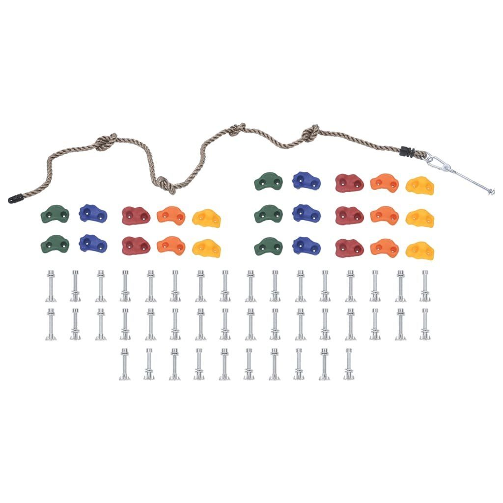 vidaXL Klettergriff Klettersteine mit Seil 50 Stk. Mehrfarbig (50-St)
