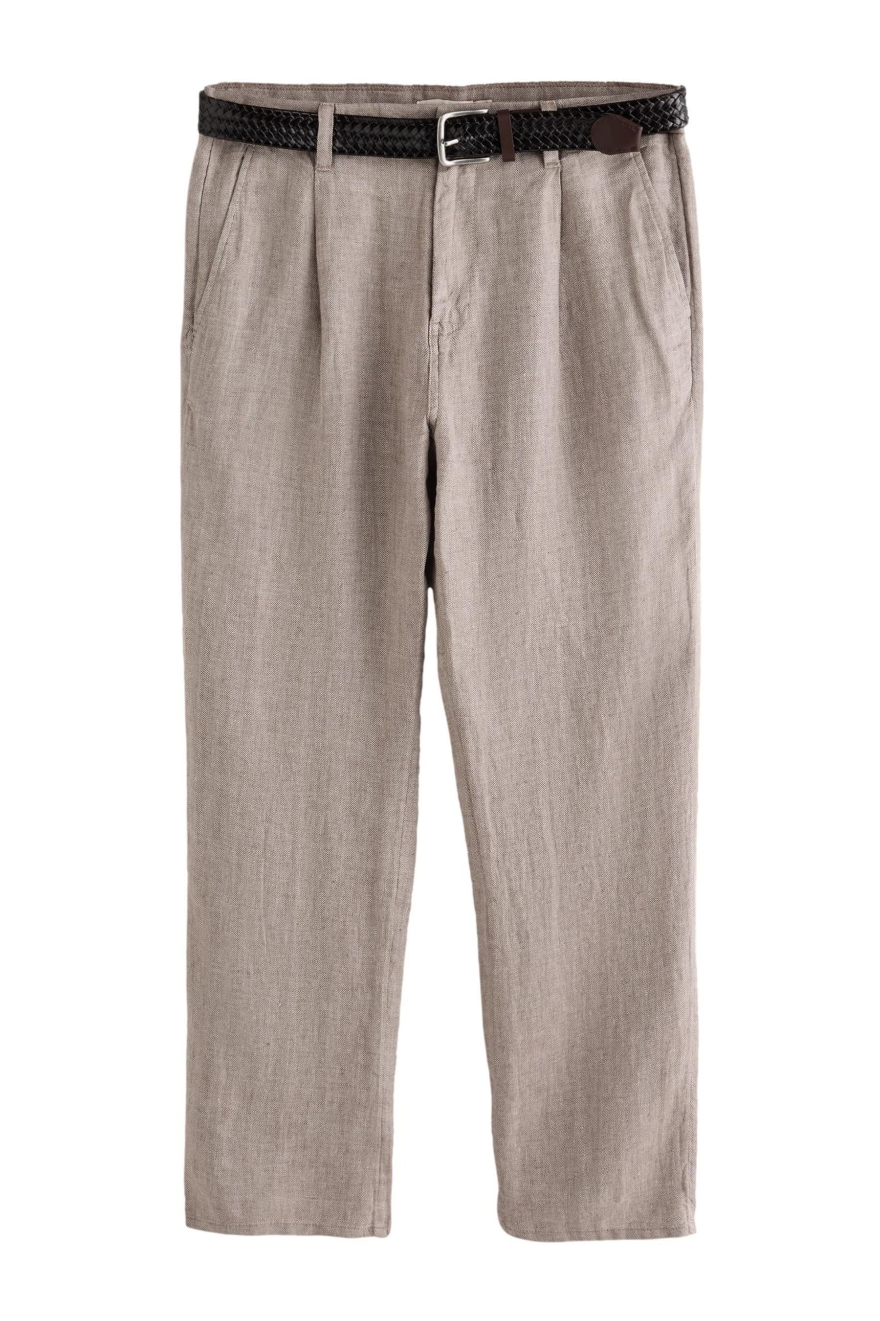 Next Leinenhose Signature Straight Fit Hose mit Fischgrätmuster (2-tlg)