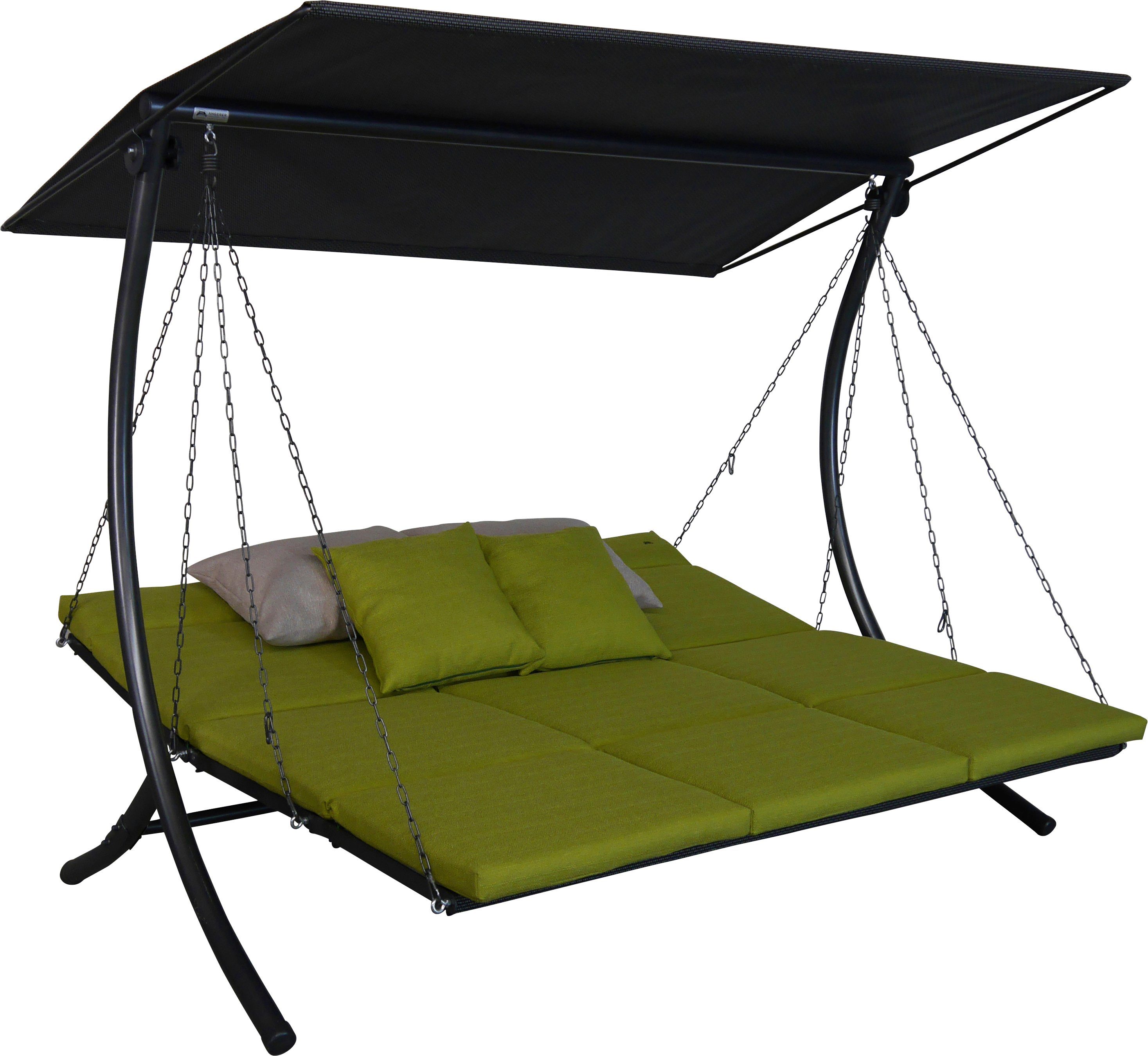 Angerer Freizeitmöbel Swing Smart Hollywoodschaukel wetterfest Bettfunktion, 3-Sitzer, lime,