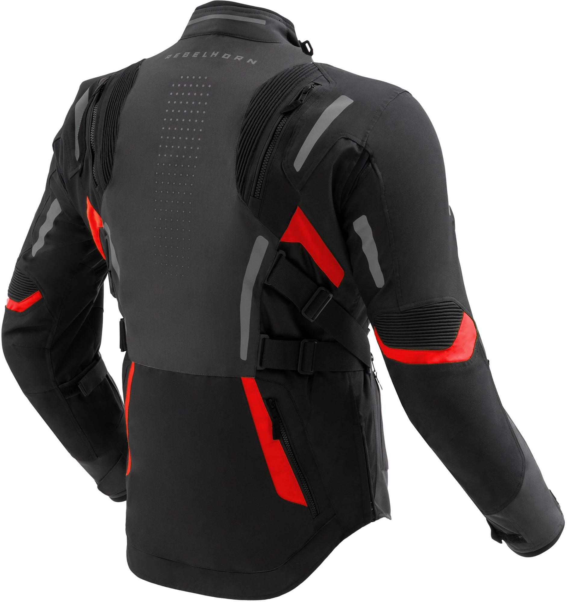 Rebelhorn Motorradjacke Hiker 4 wasserdichte Motorrad Textil Jacke Rückenprotektor enthalten,Verbindungsreißverschluss,Ellenbogenpro