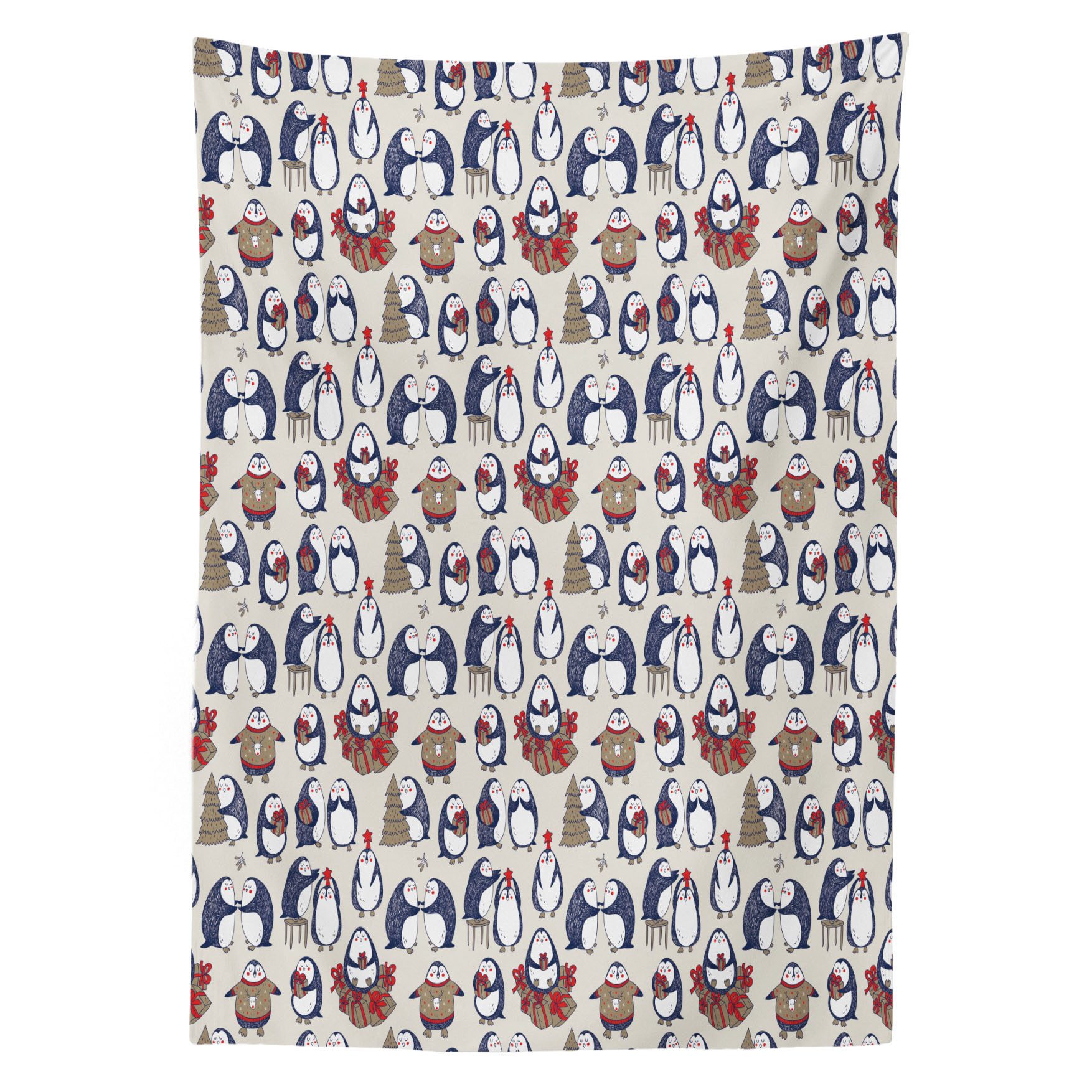Abakuhaus Tischdecke Farbfest Waschbar Für den Außen Bereich geeignet Klare Farben, Weihnachten Grunge Penguins Boxes