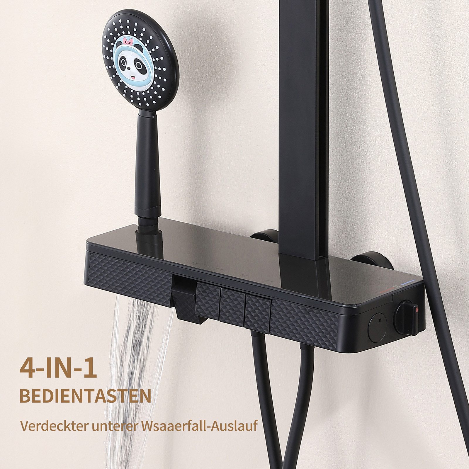 HOMELIVE Duschsystem mit Thermostat und Glasablage Ohne erneutes Bohren erf günstig online kaufen