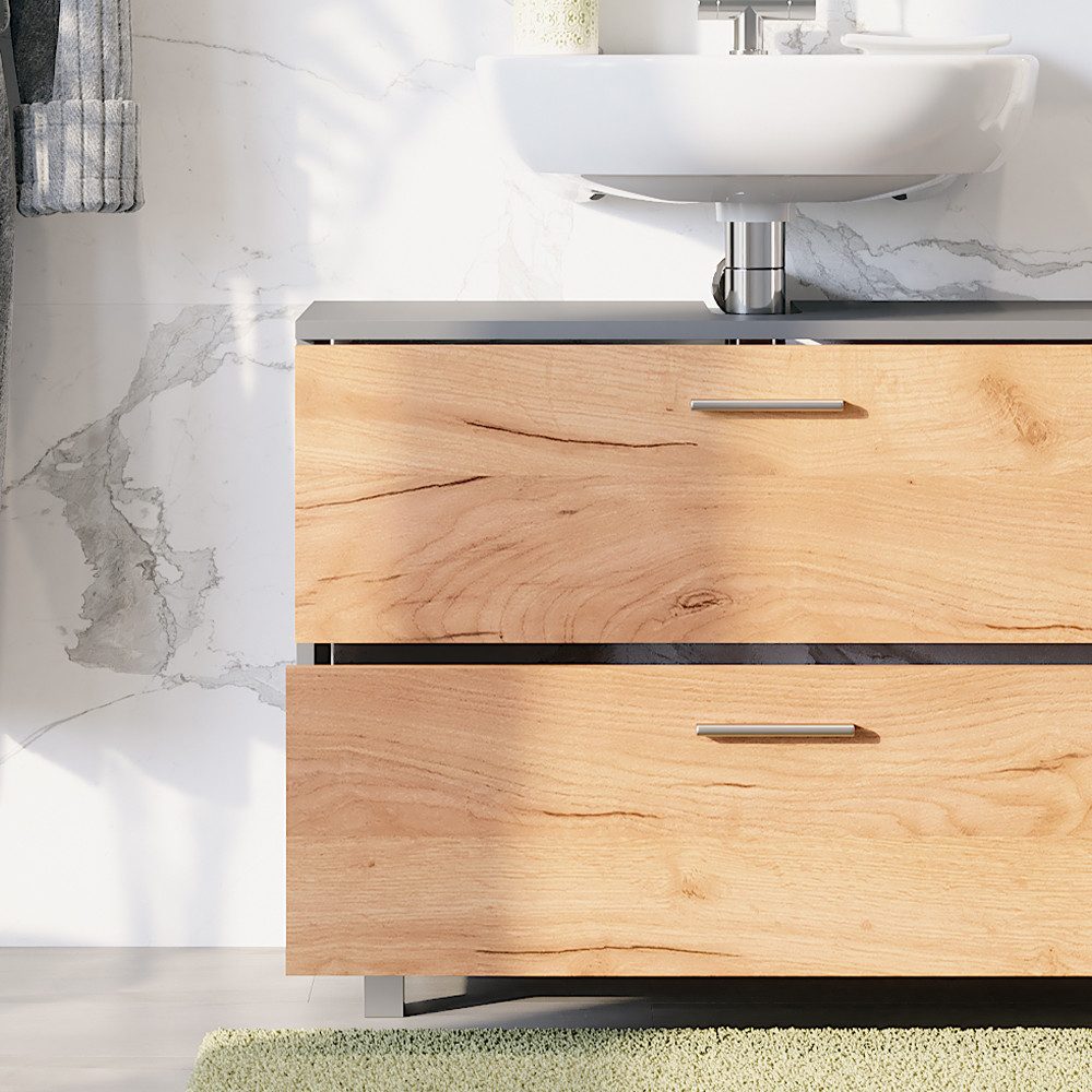 Vicco Waschbeckenunterschrank Ilias, Anthrazit/Goldkraft Eiche, 80.2 x 60.8 günstig online kaufen