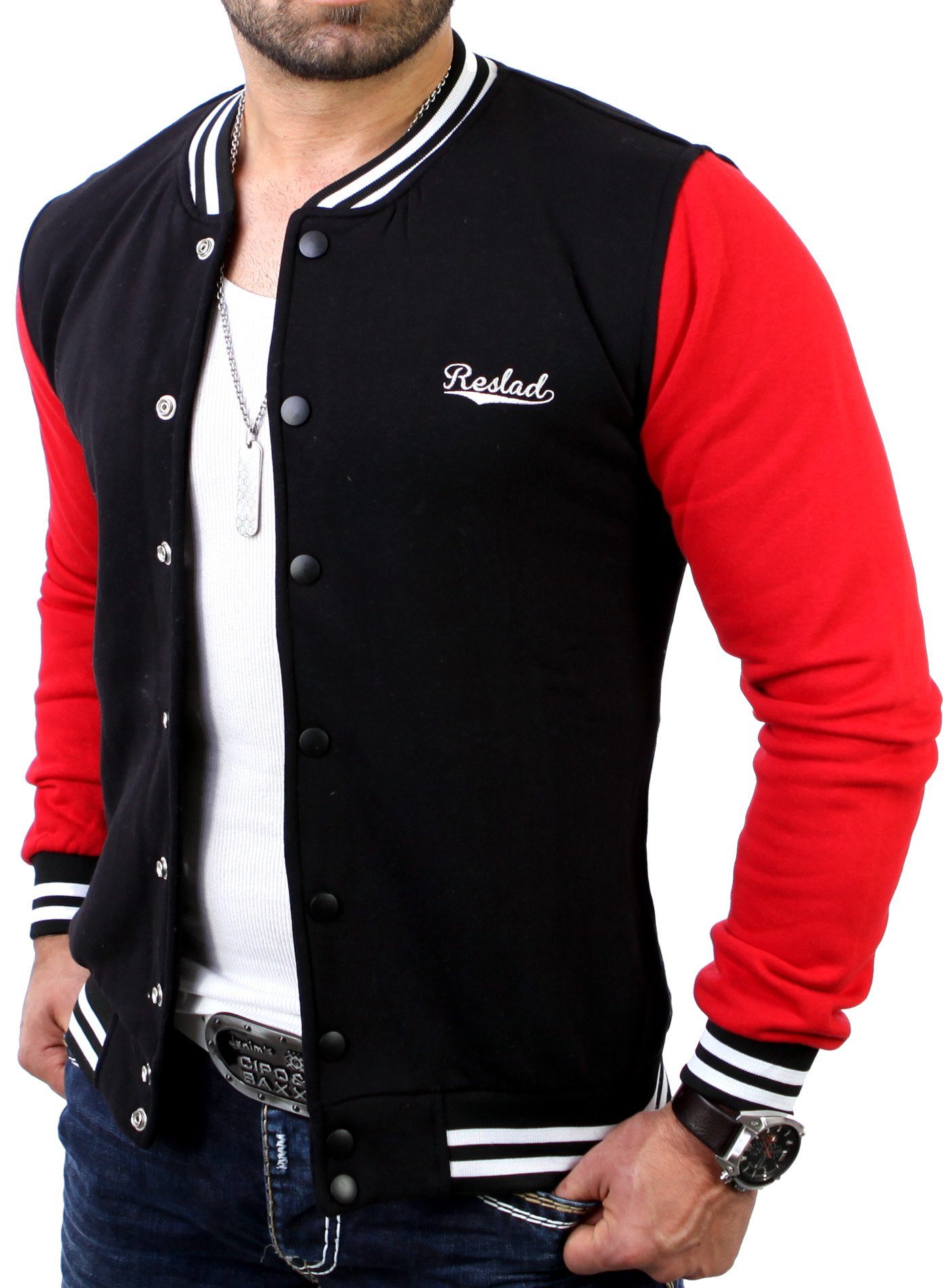 Reslad Collegejacke Reslad Herren Jacke Authentic Collegejacke RS-1150 (1-St) College-Jacke mit Stick-Veredelung