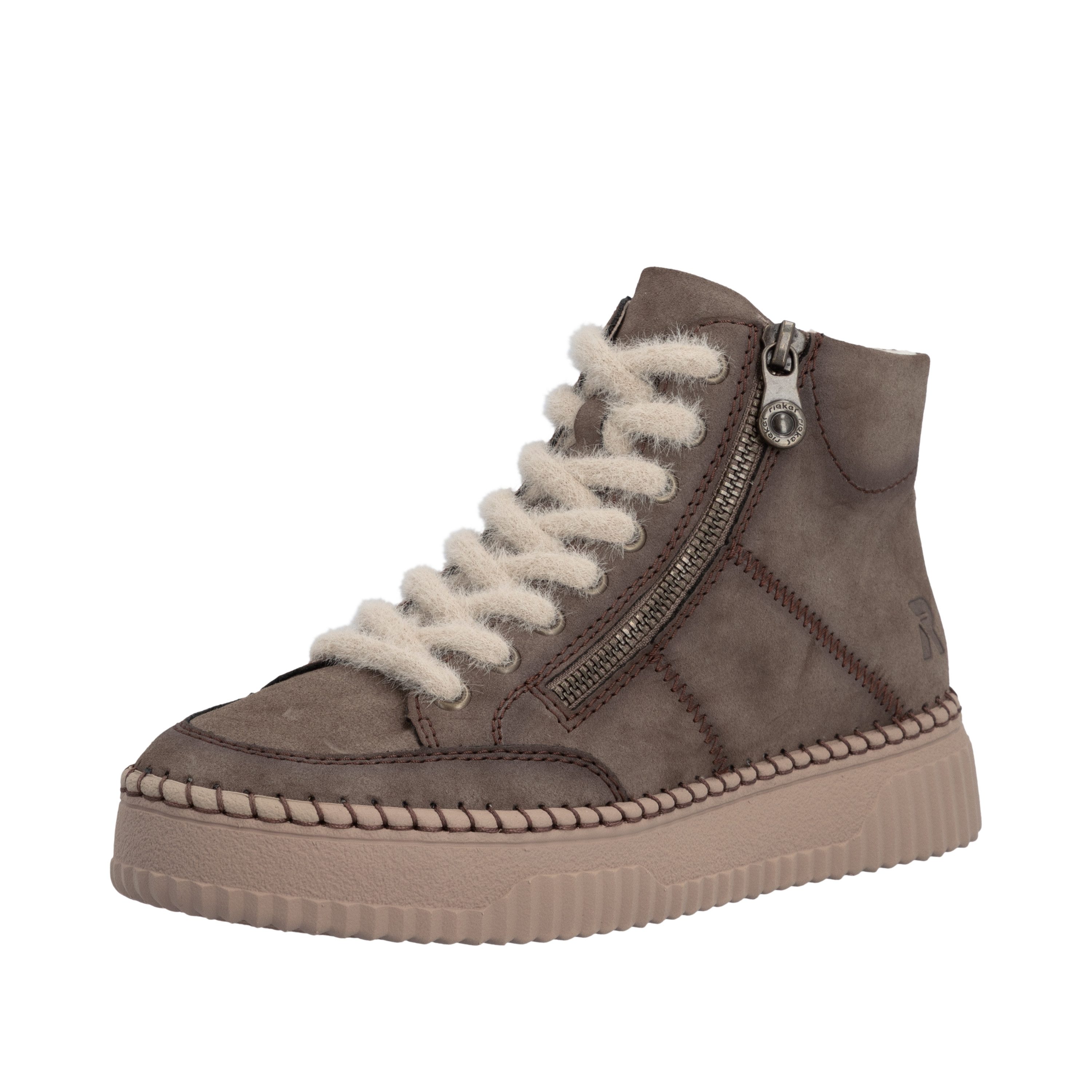 Rieker Schnürboots Plateauboots, Stiefelette mit extravaganten Schnürsenkeln