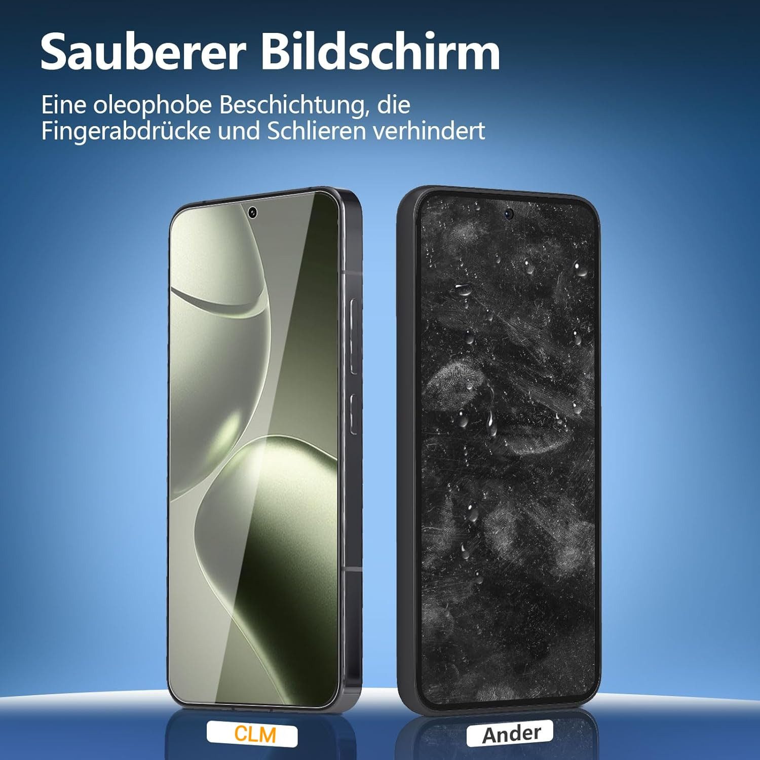 CLM-Tech Displayschutzglas 3X für Samsung Galaxy A57 5G, Panzerglas Folie - Blasenfreie Anbringung und kratzfest -, 3 Stück, Anti-Fingerabdruck – Bild 4 von 5