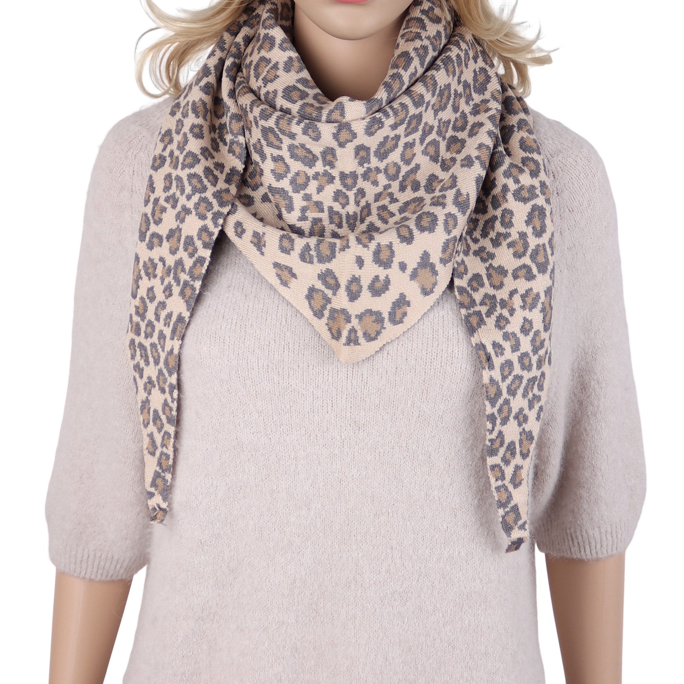 MIRROSI Dreieckstuch Damen weiches Tuch mit Leomuster 60x150 cm, (Neue Kollektion Herbst/Winter 2026), Viskose Wollmix, Herbst Winter