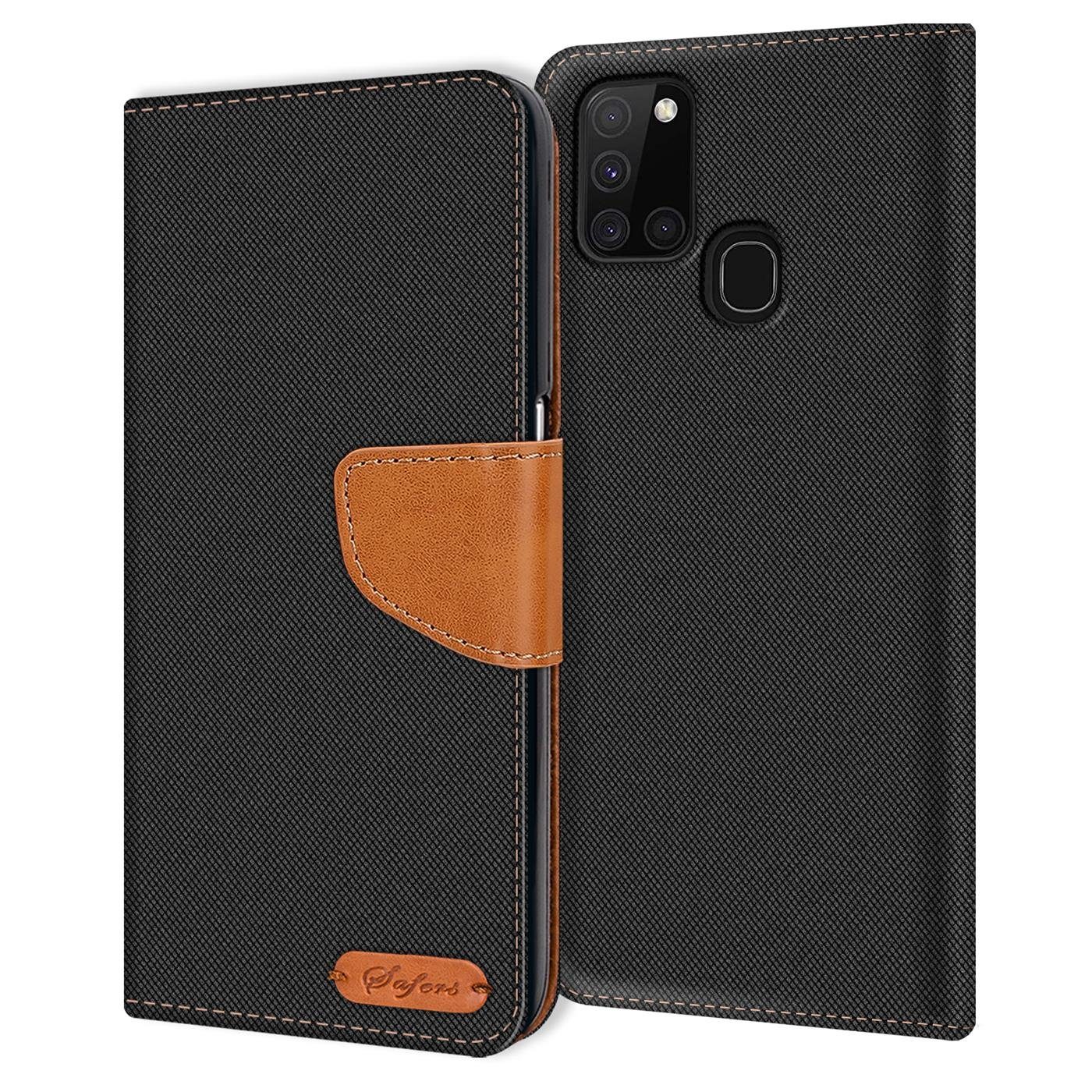 CoolGadget Handyhülle Denim Schutzhülle Flip Case für Samsung Galaxy A21s 6,5 Zoll, Book Cover Handy Tasche Hülle für Samsung A21s Klapphülle