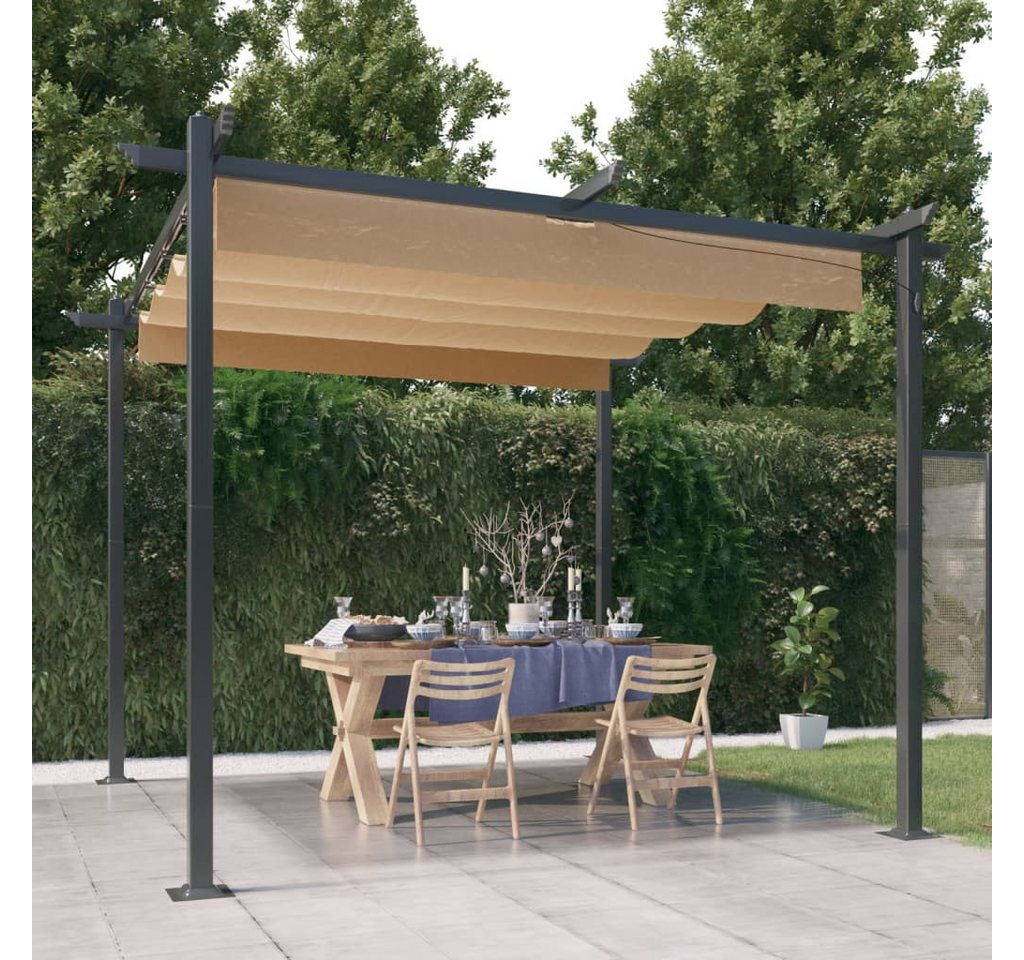 Thumbnail - vidaXL Pavillon, Partyzelt mit Ausziehbarem Dach 3x3 m Taupe